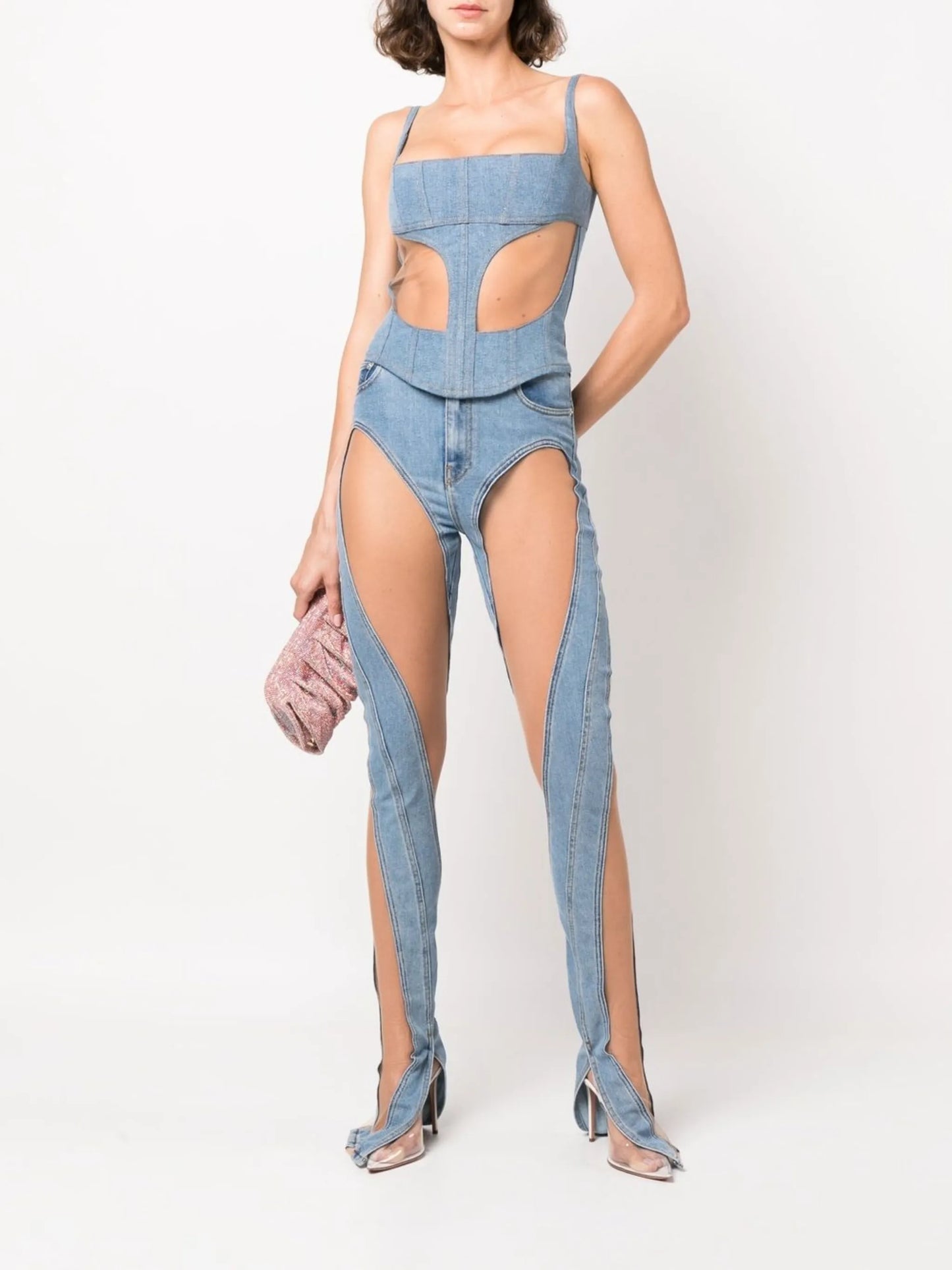 cut-out detail denim jeans