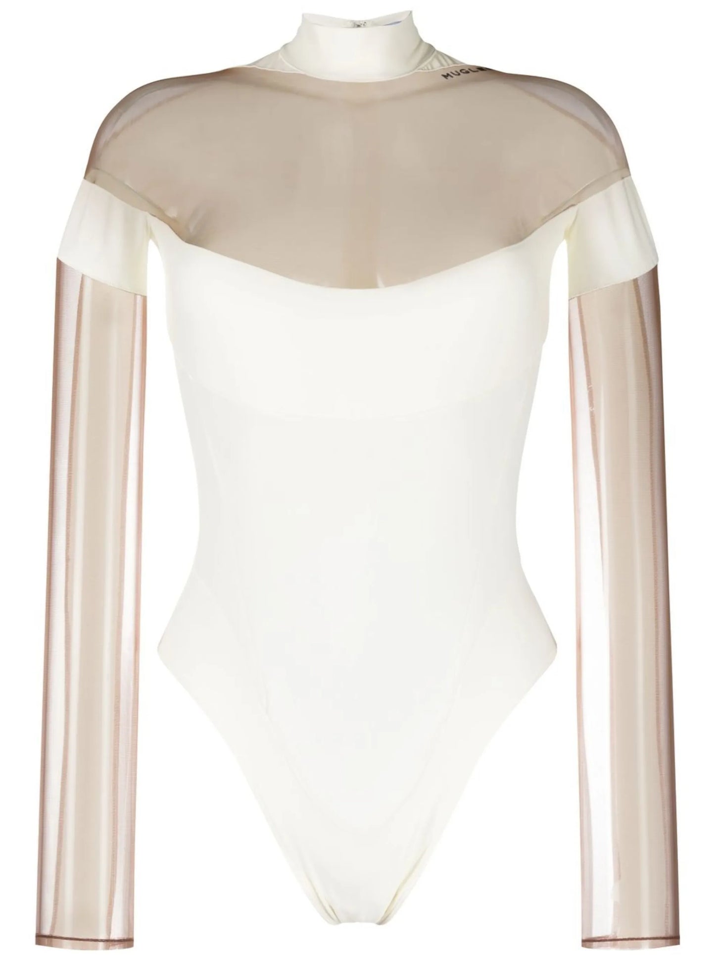 sheer-panel long-sleeve bodysuit