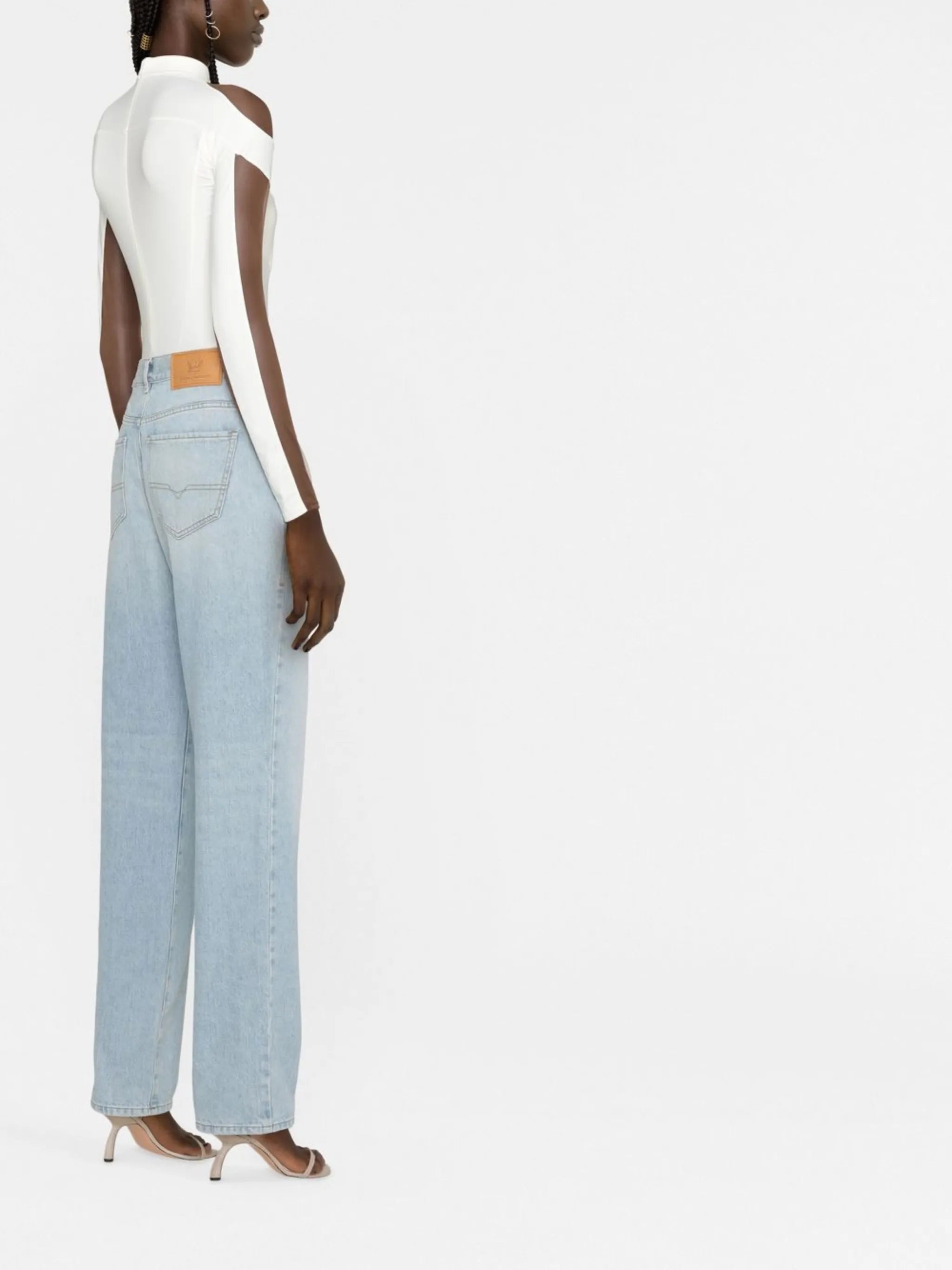 sheer-panel long-sleeve bodysuit