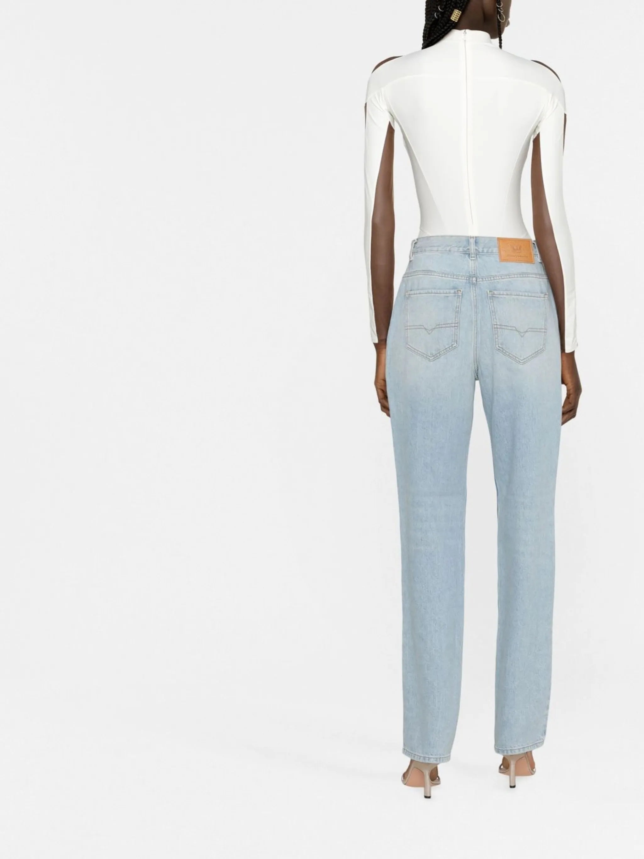 sheer-panel long-sleeve bodysuit
