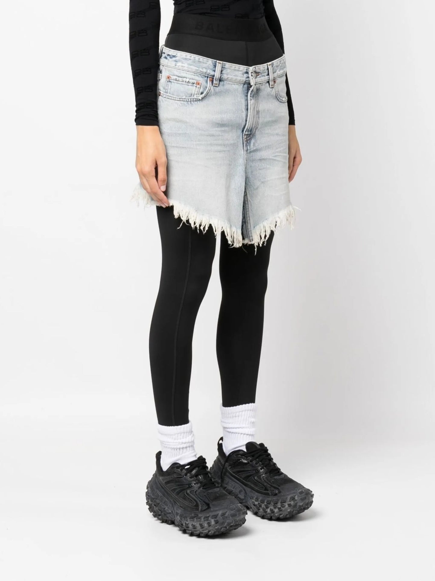 distressed denim skirt