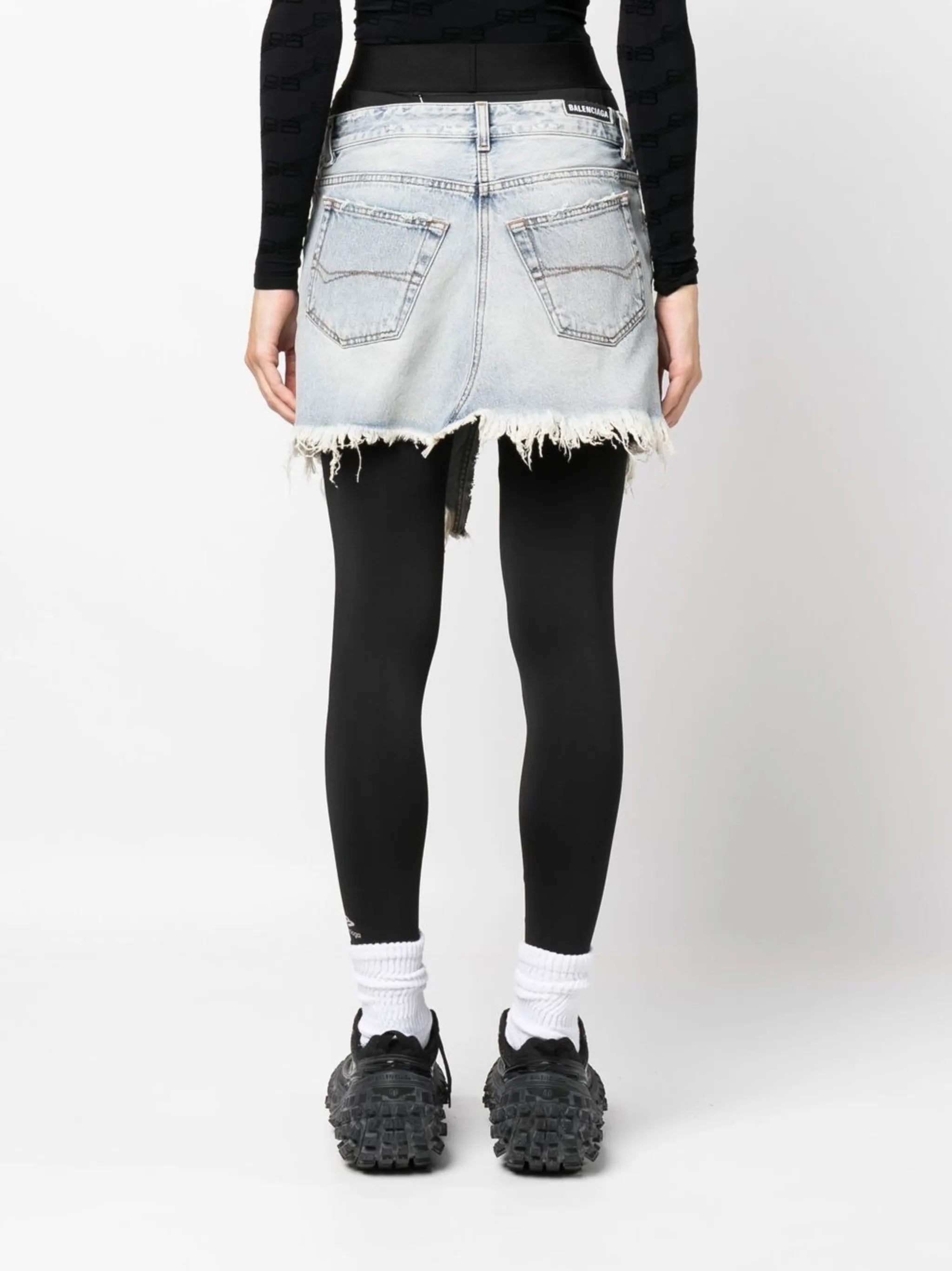 distressed denim skirt