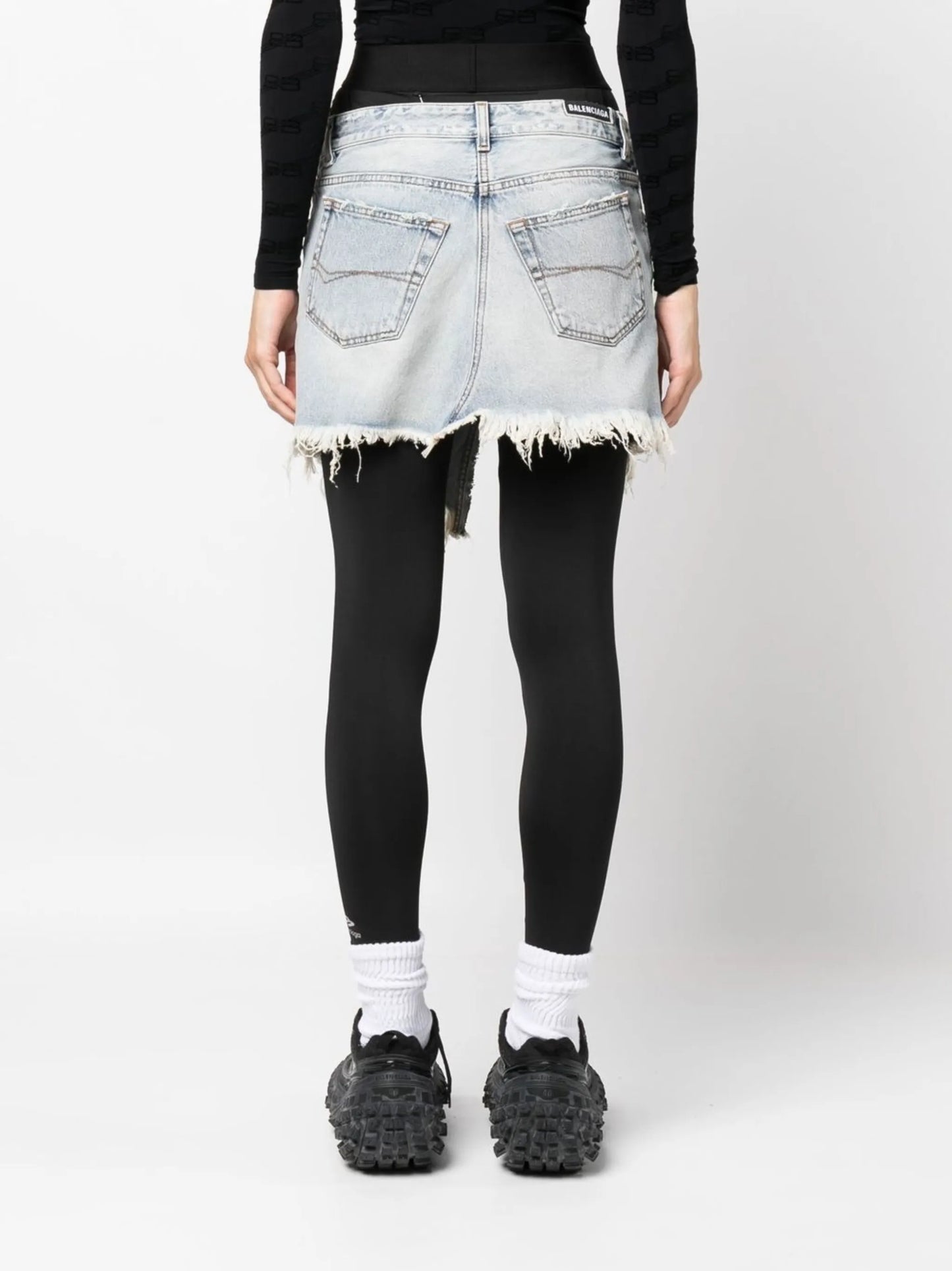 distressed denim skirt