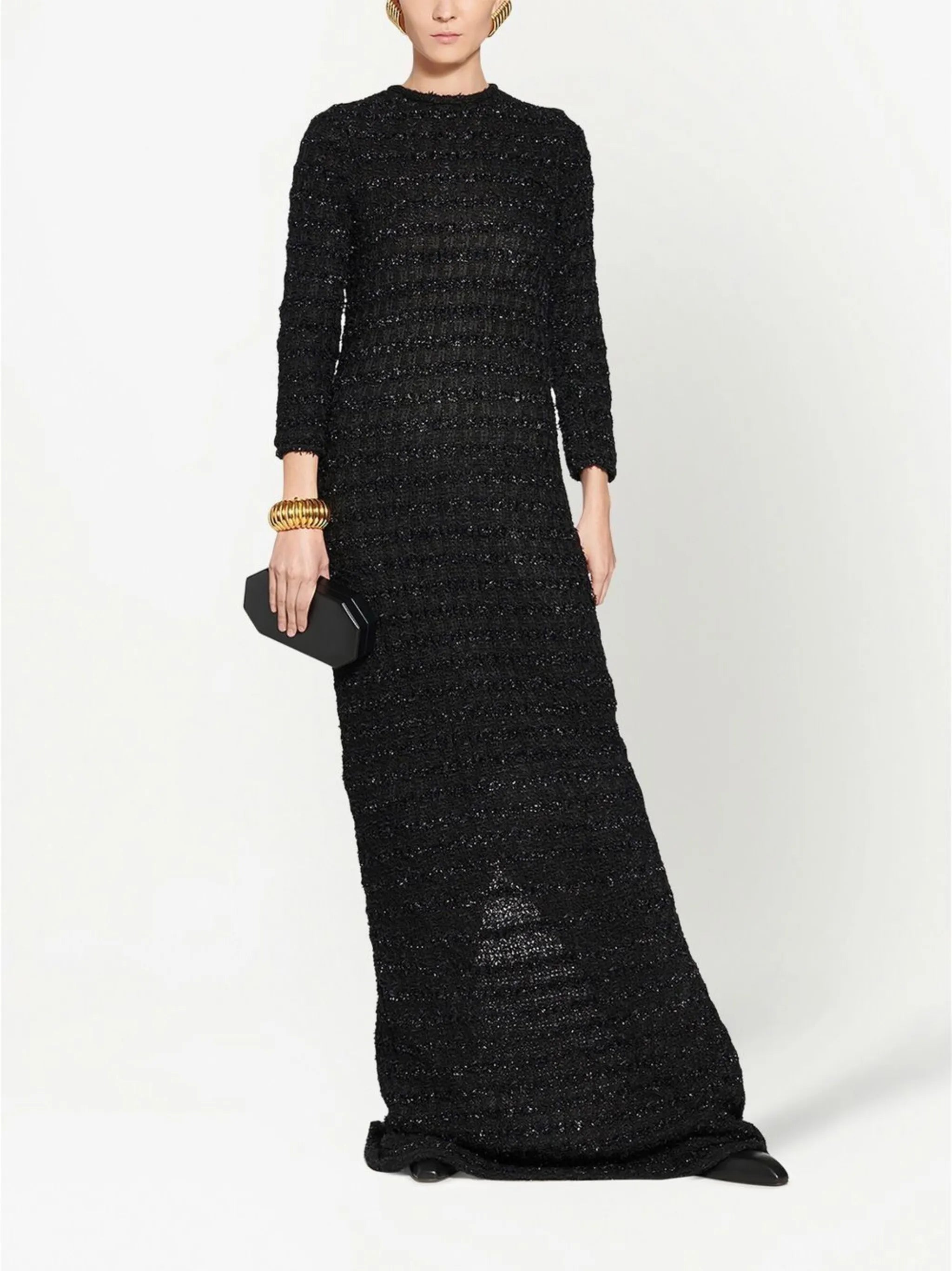 tweed button-back dress