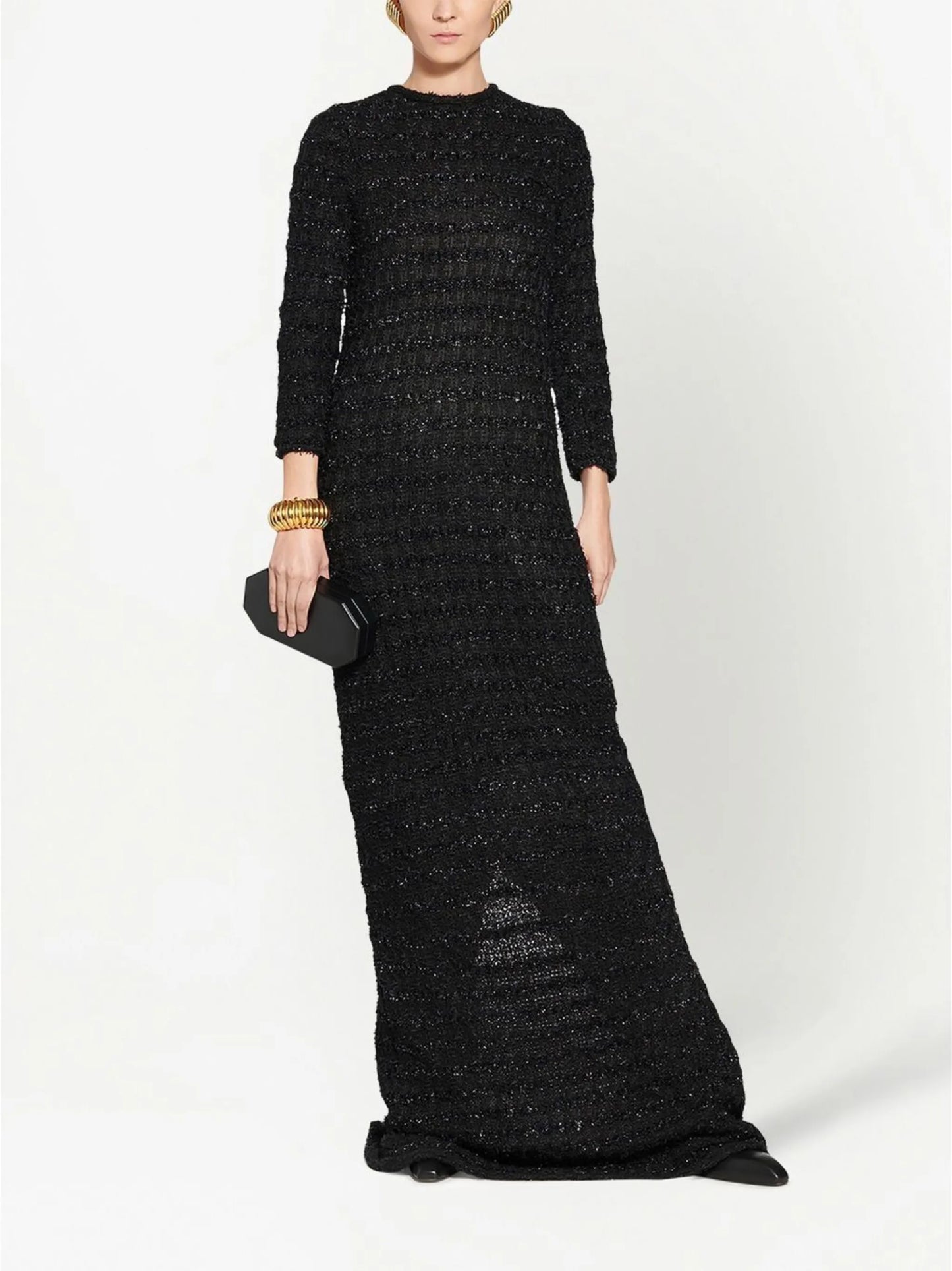tweed button-back dress