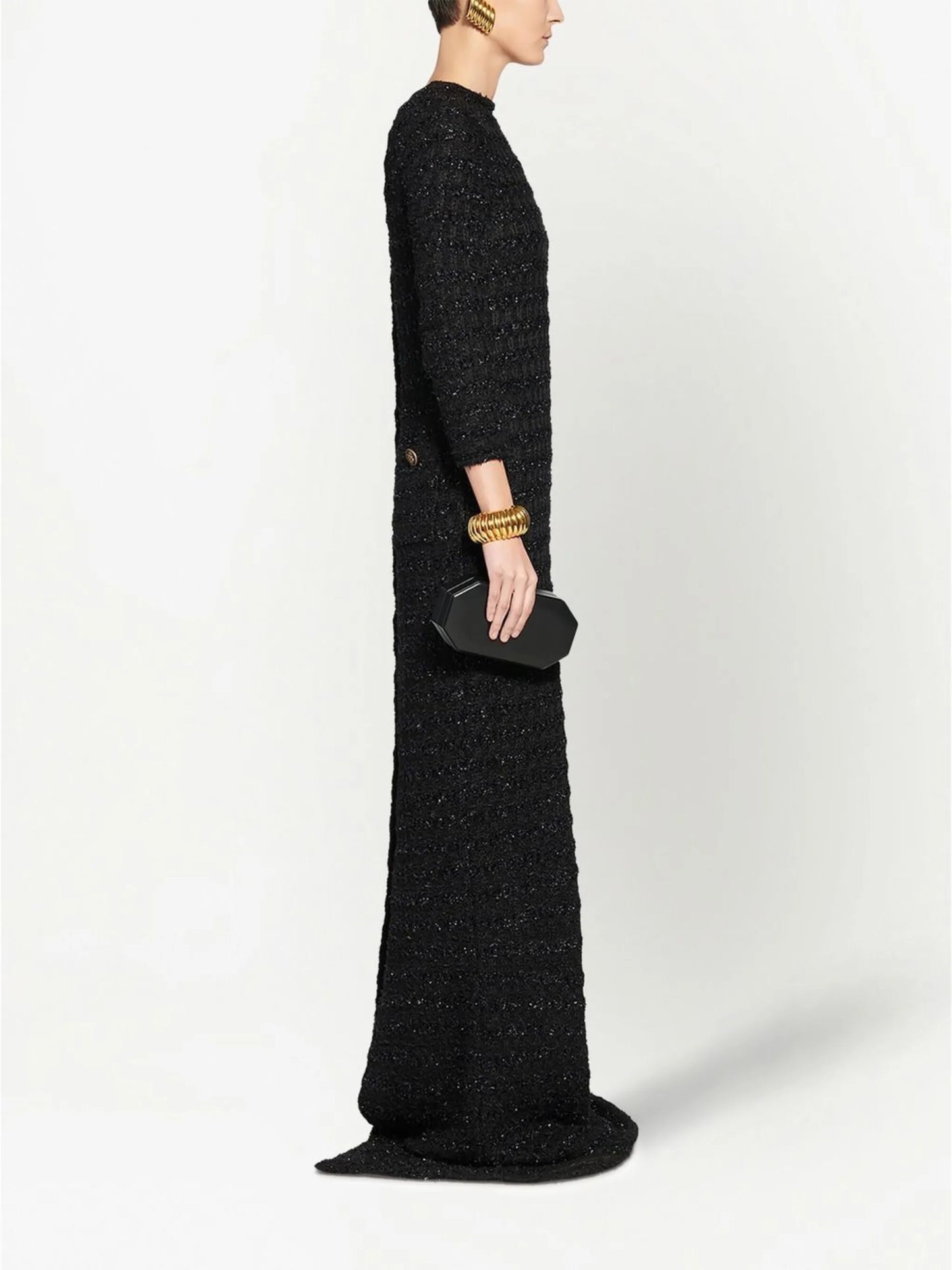 tweed button-back dress