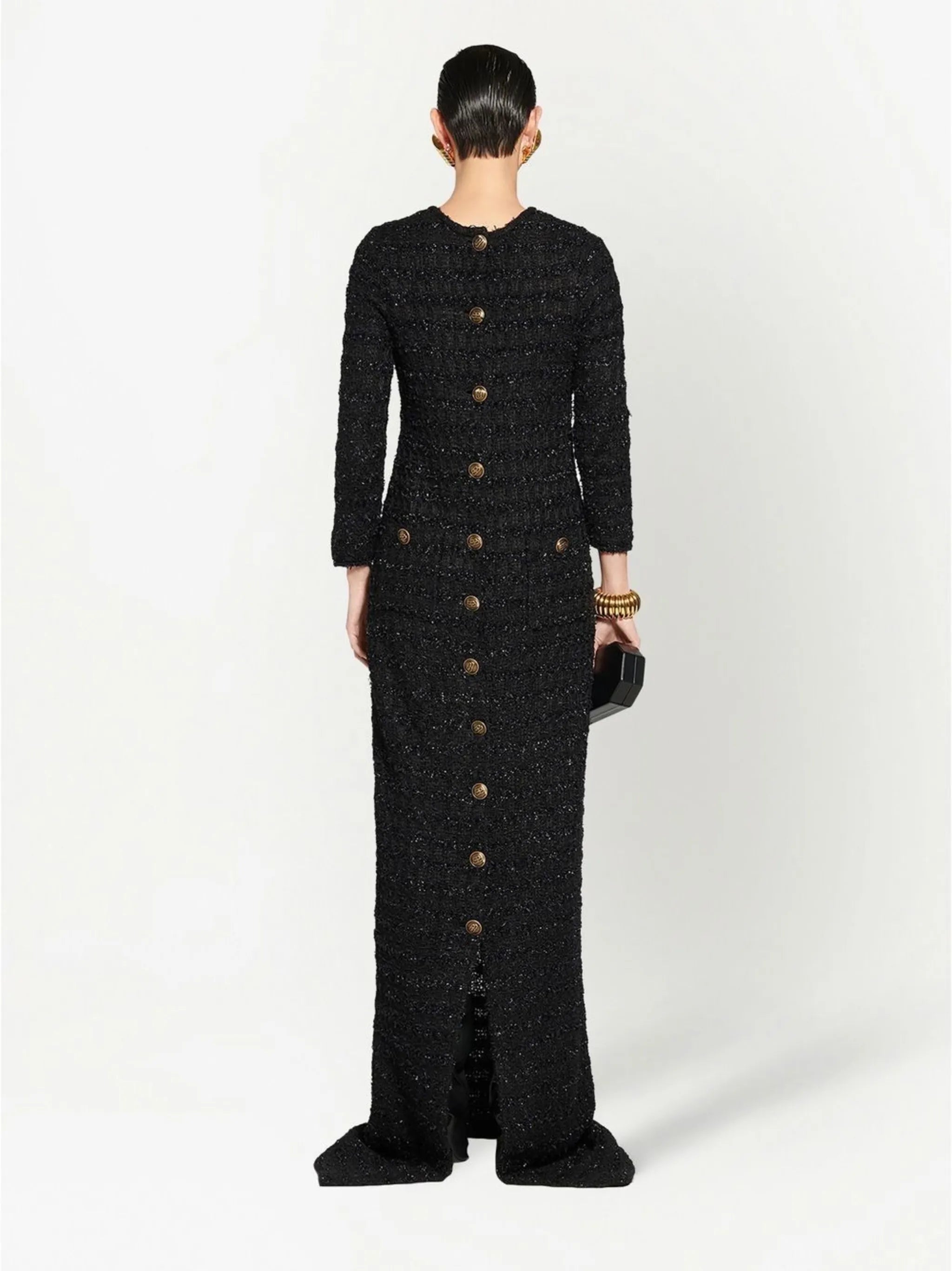 tweed button-back dress