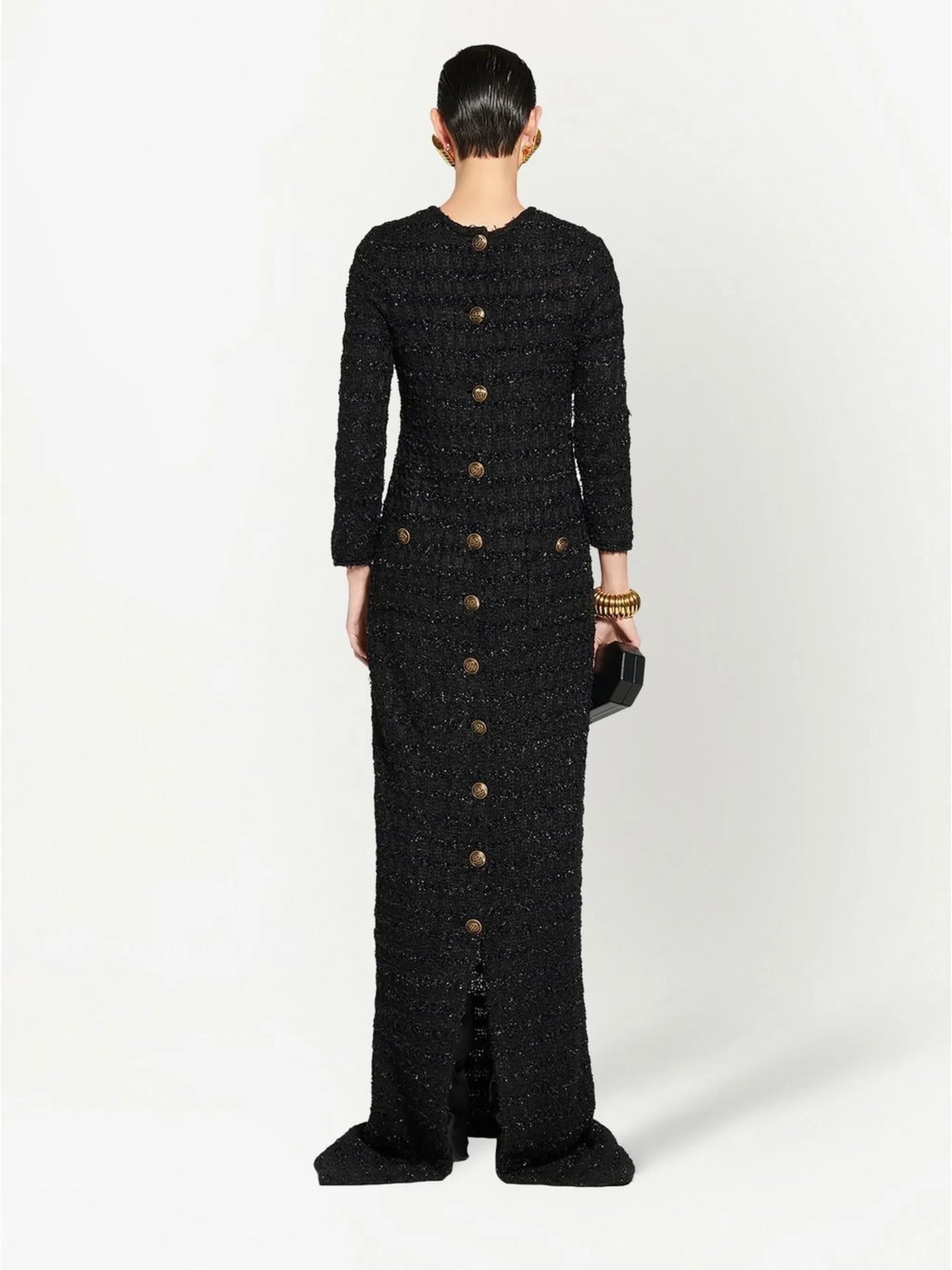 tweed button-back dress