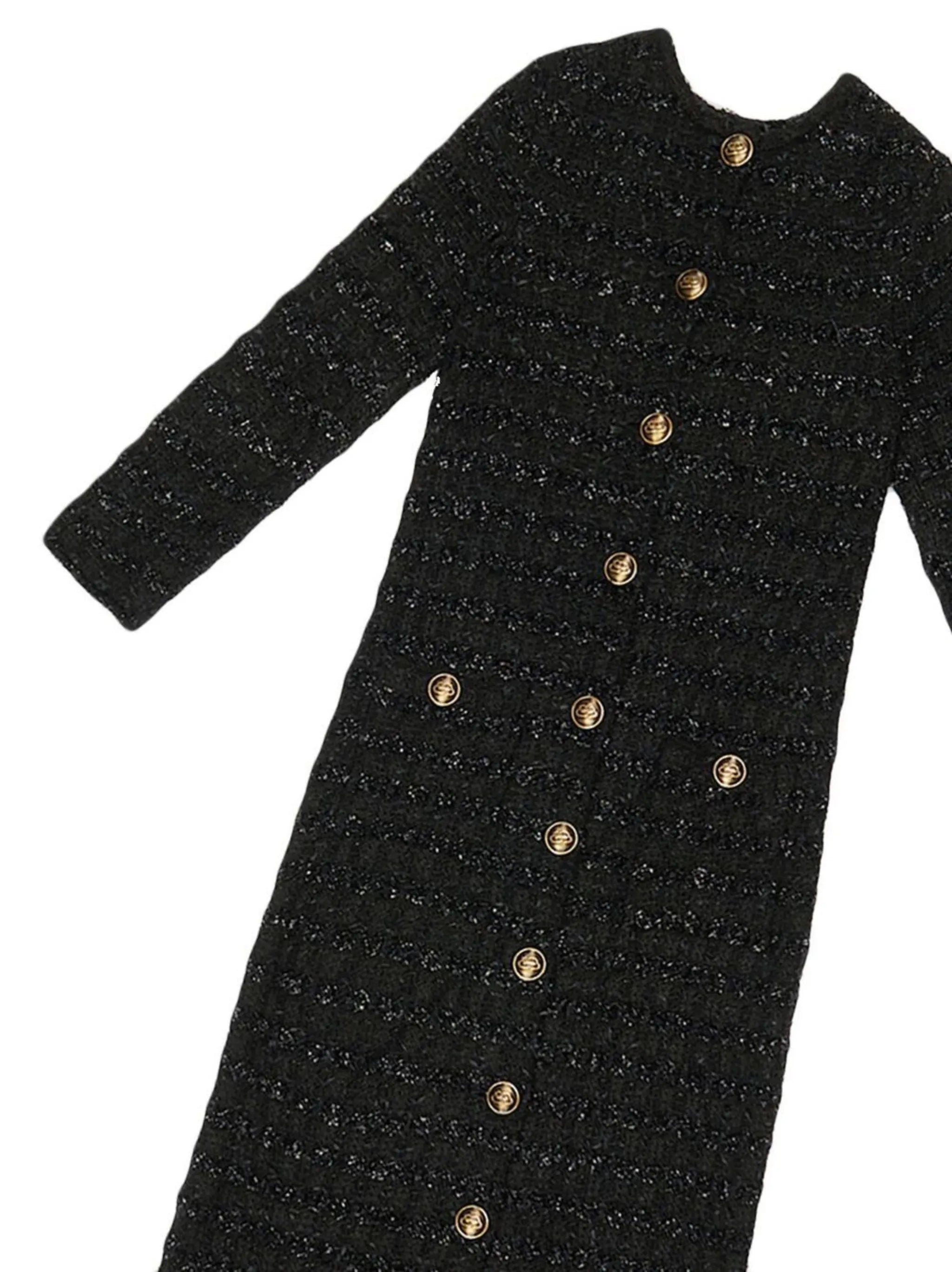 tweed button-back dress