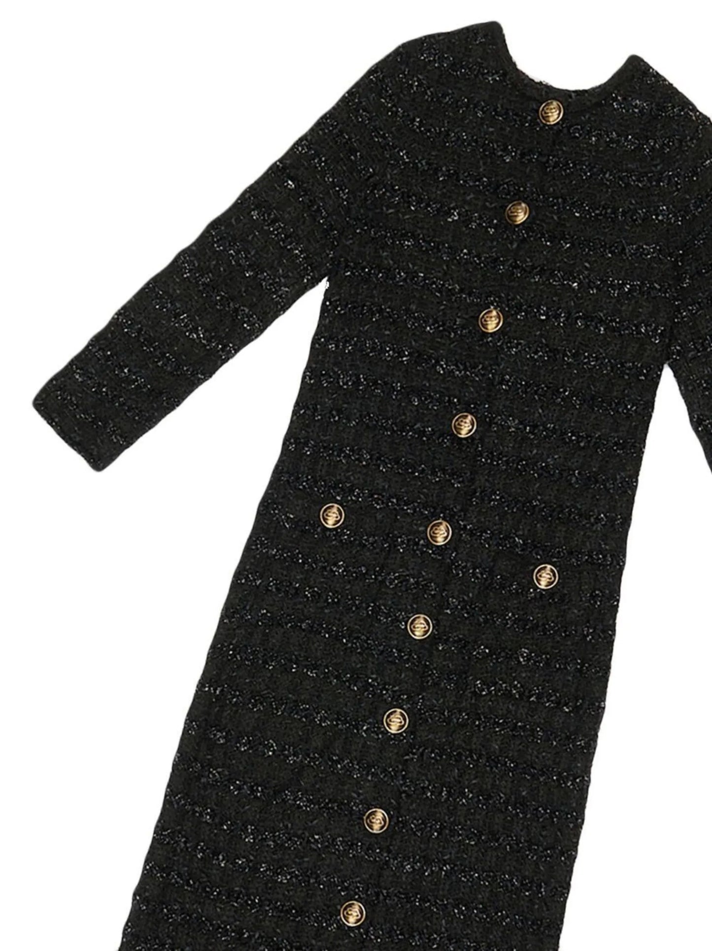 tweed button-back dress