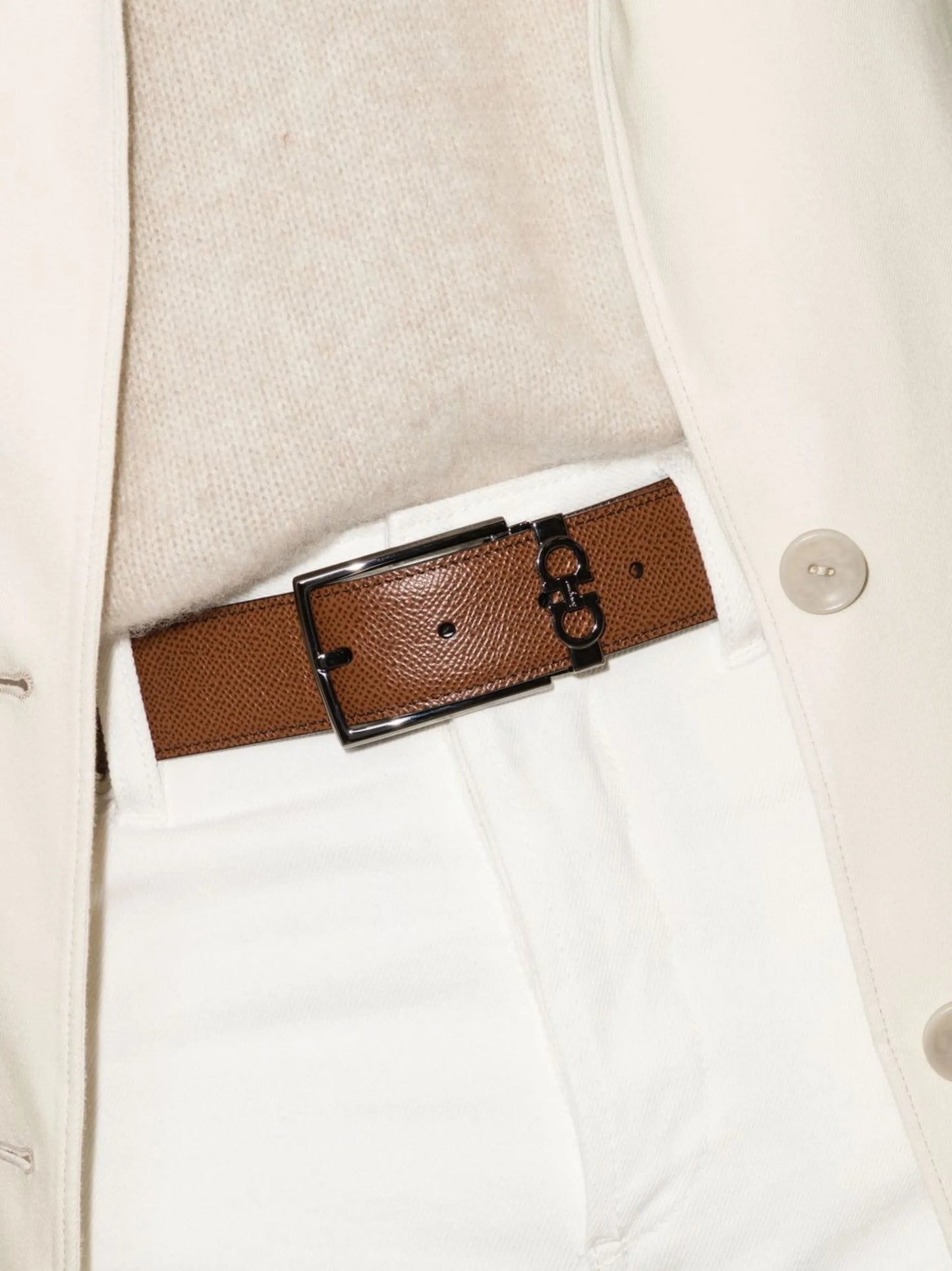 Gancini leather belt