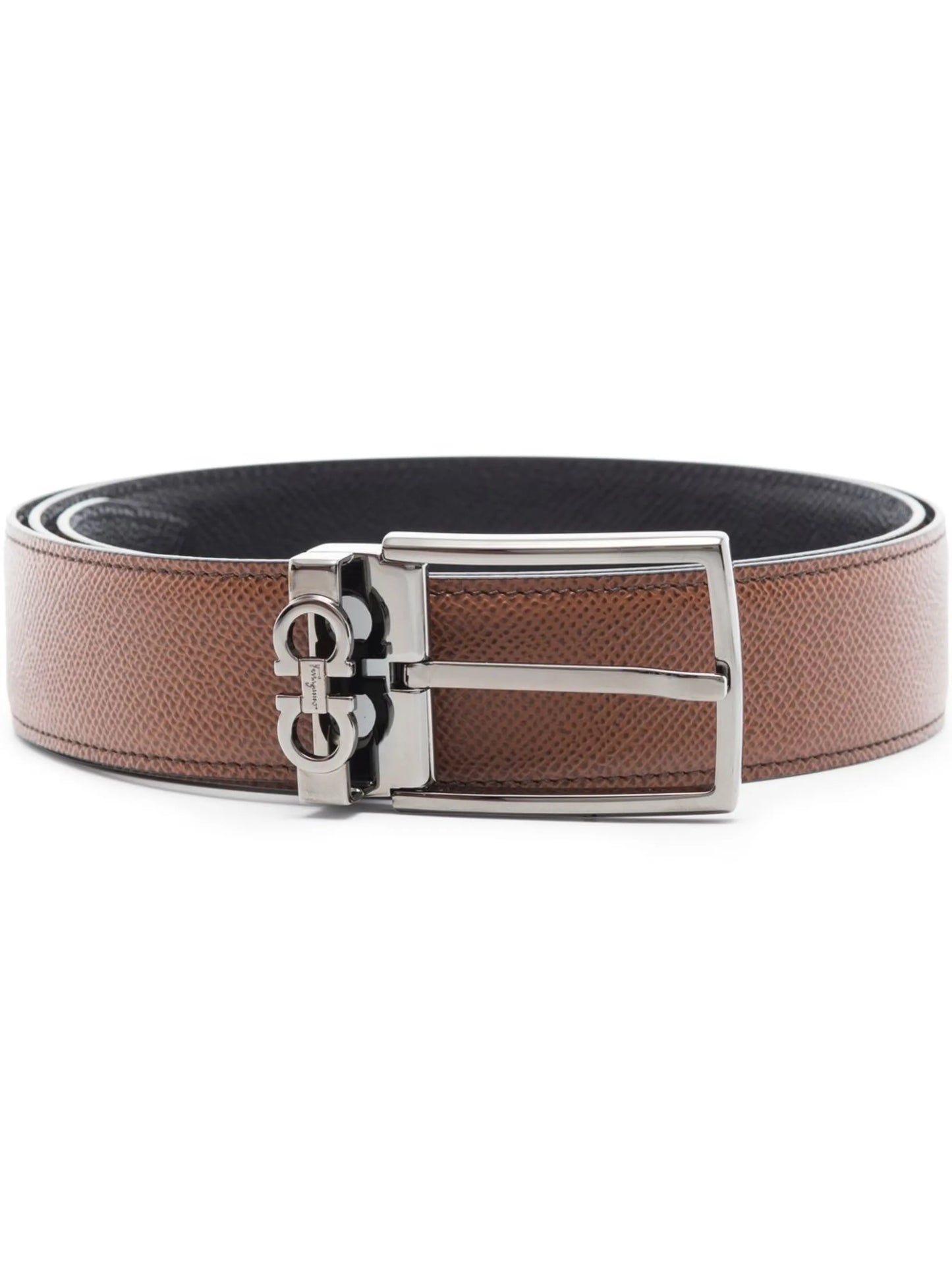Gancini leather belt