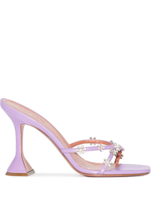 Lily 95mm crystal-embellished mules