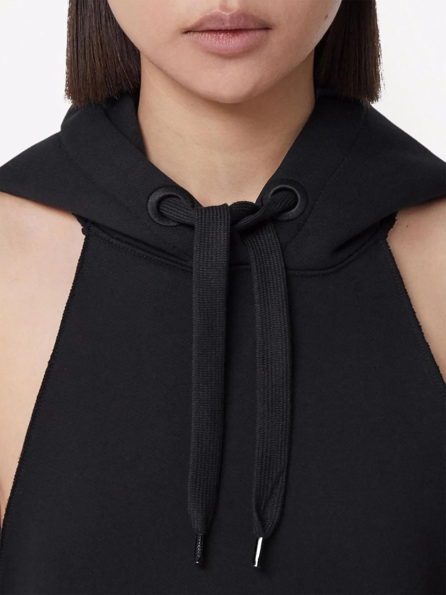 Location-print sleeveless cotton hoodie