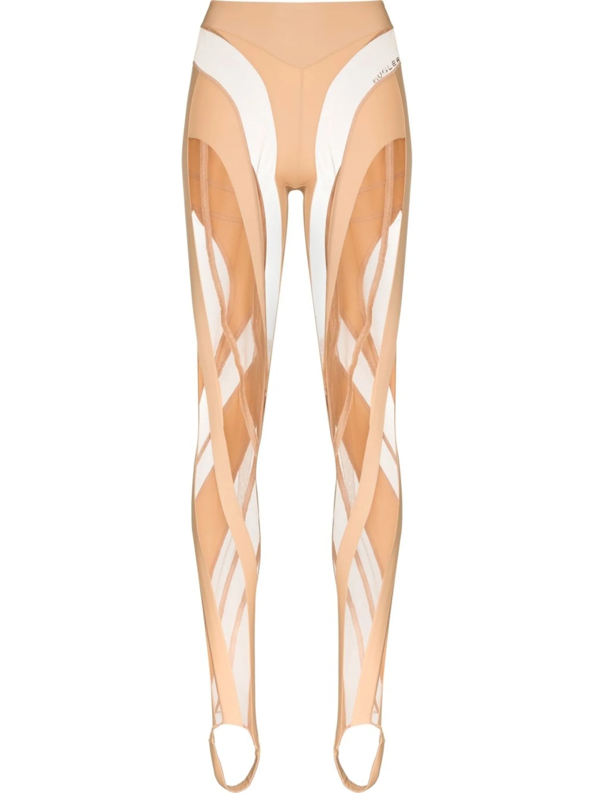 sheer panel stirrup leggings