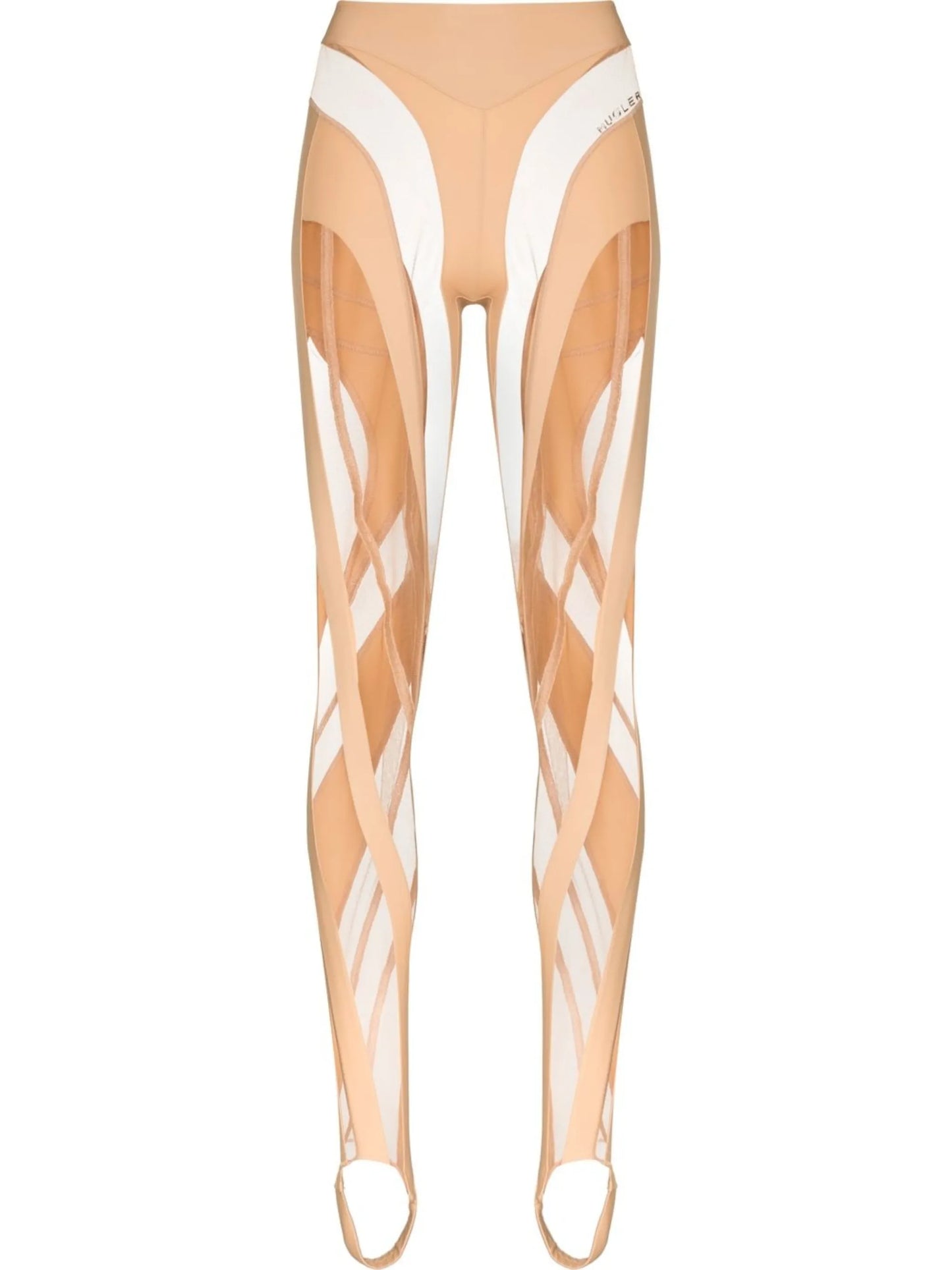 sheer panel stirrup leggings