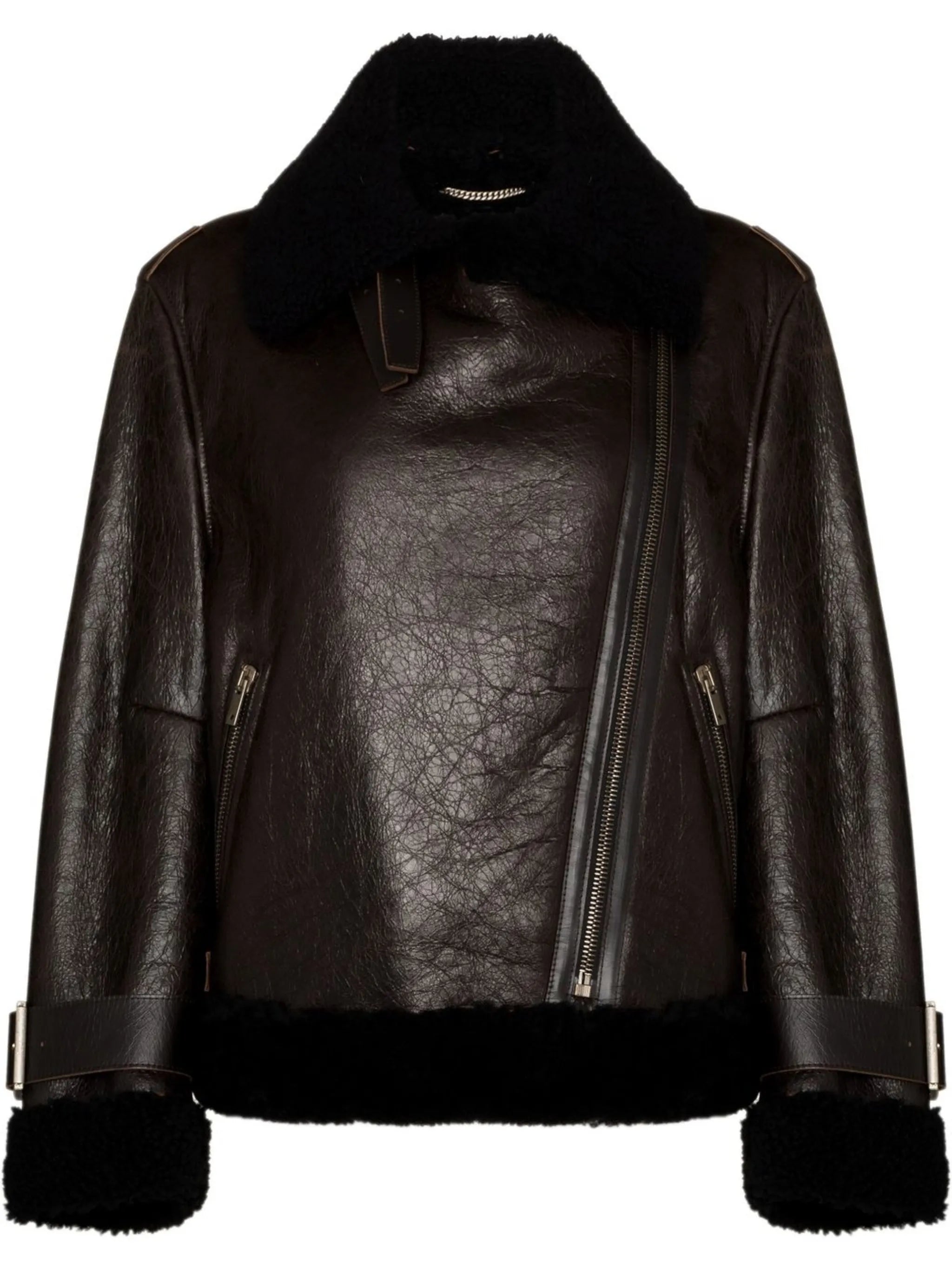 shearling-trim aviator jacket