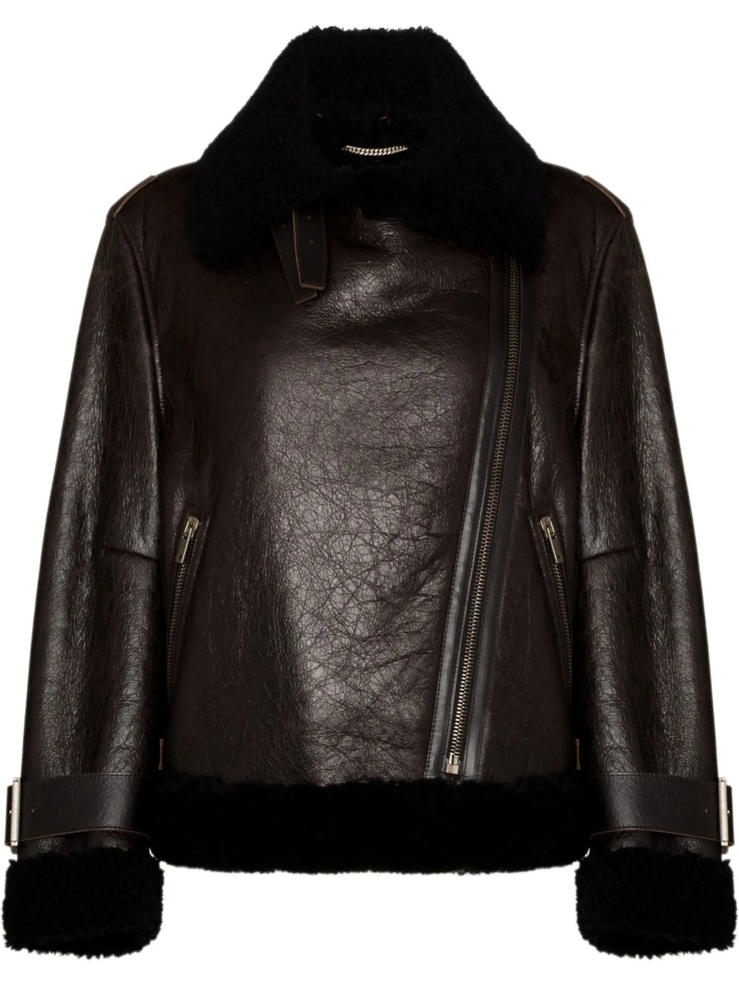 shearling-trim aviator jacket