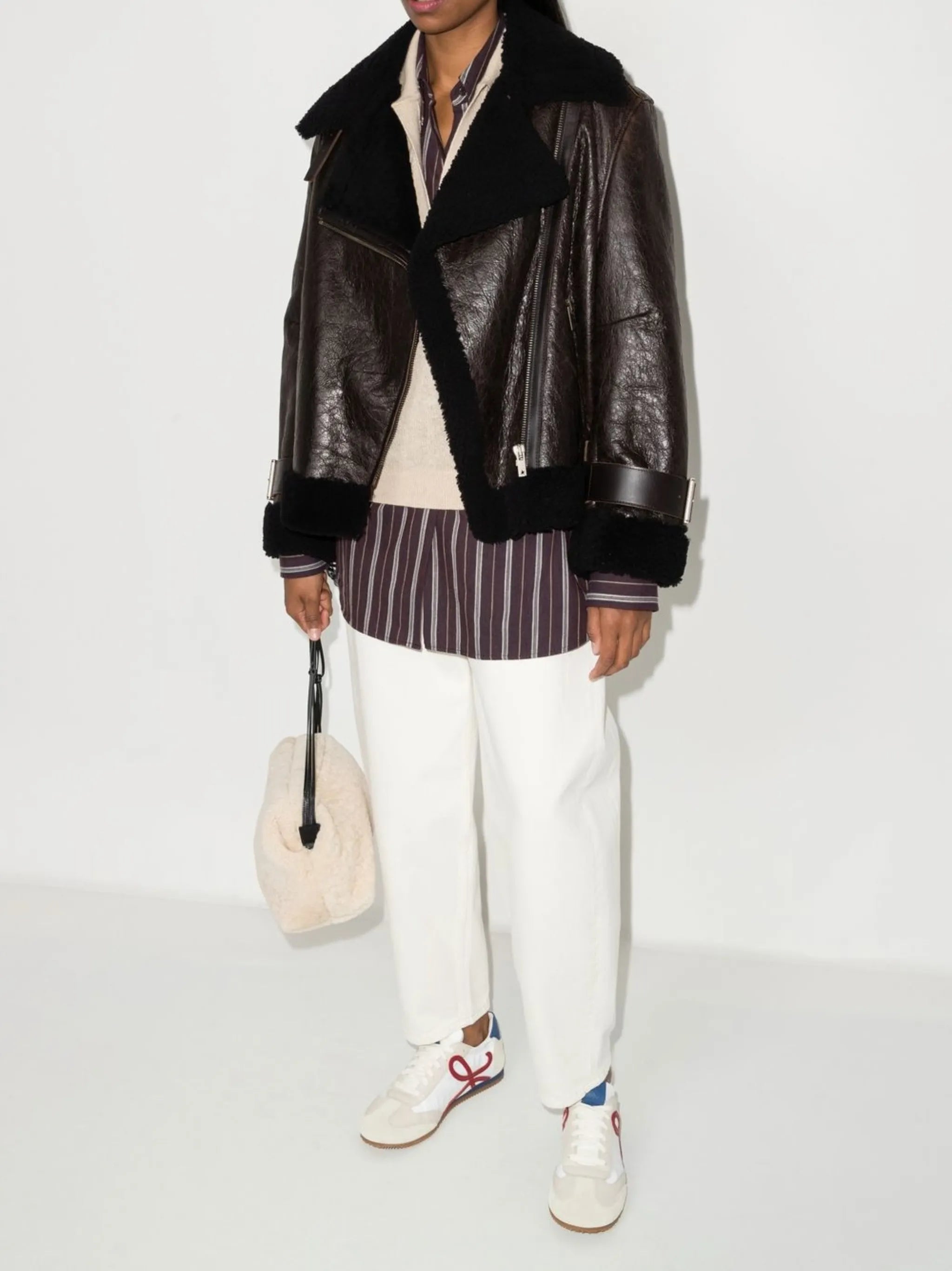 shearling-trim aviator jacket