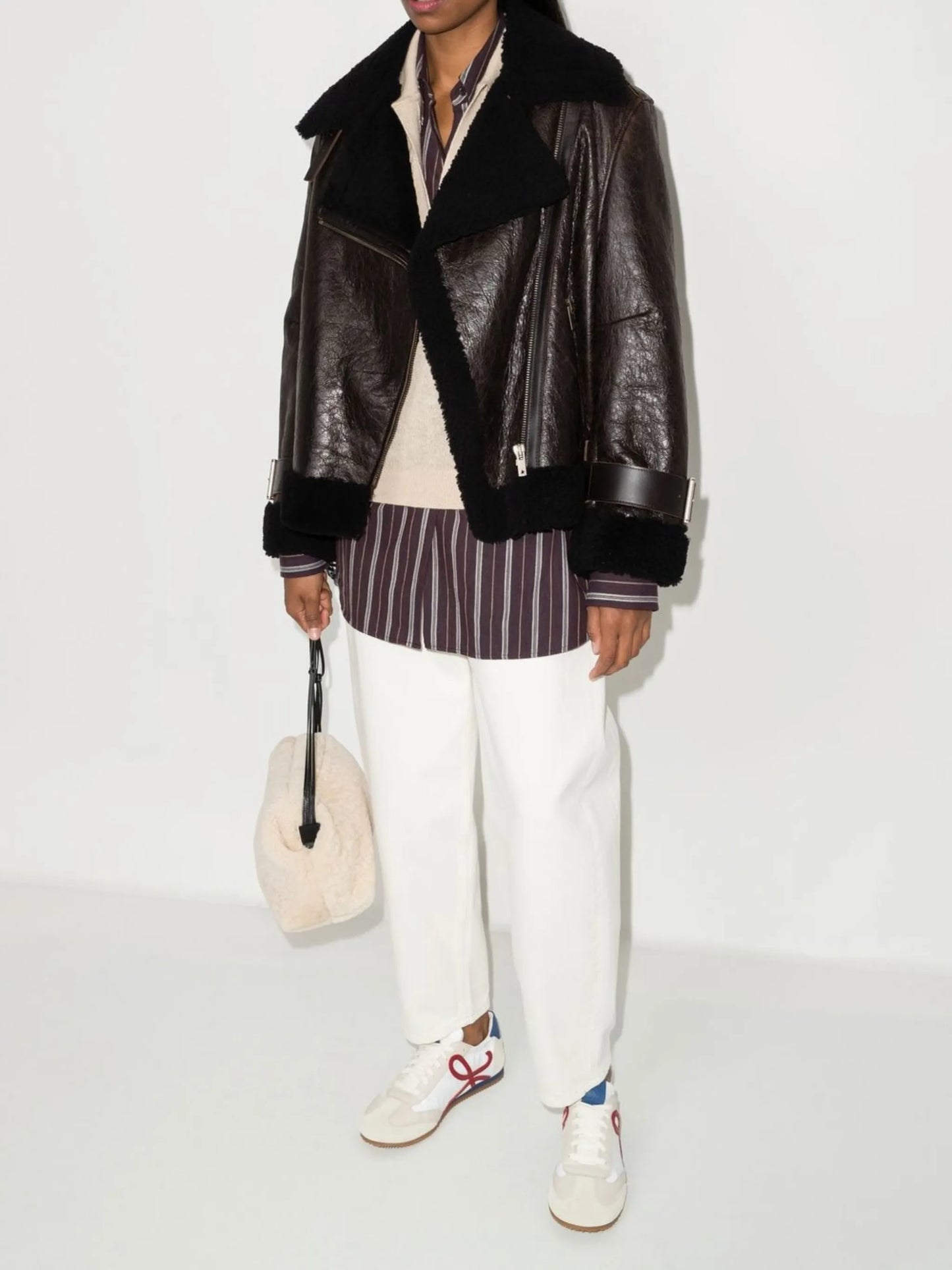 shearling-trim aviator jacket