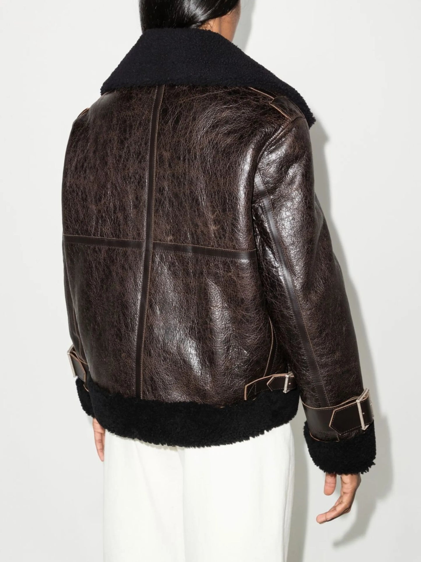 shearling-trim aviator jacket