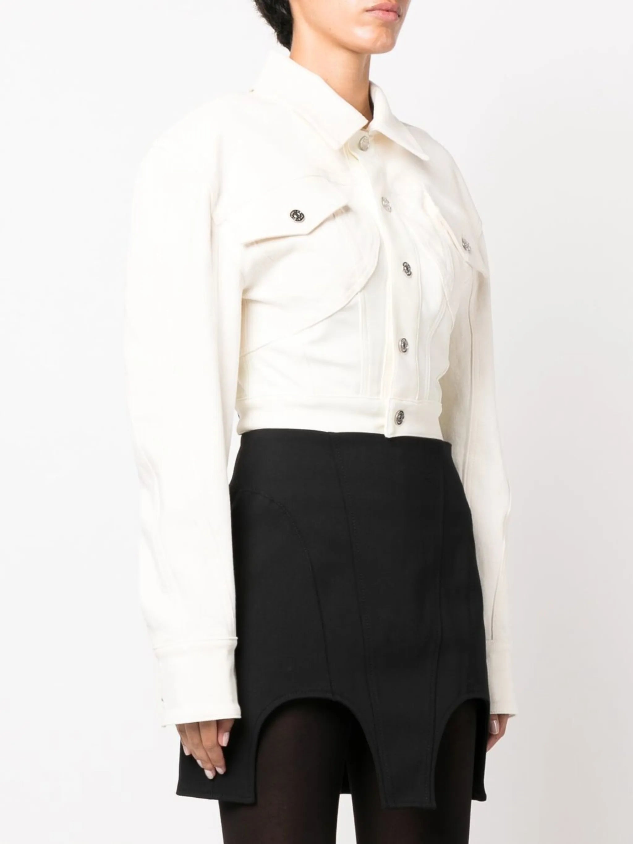 cropped seam-detail denim jacket