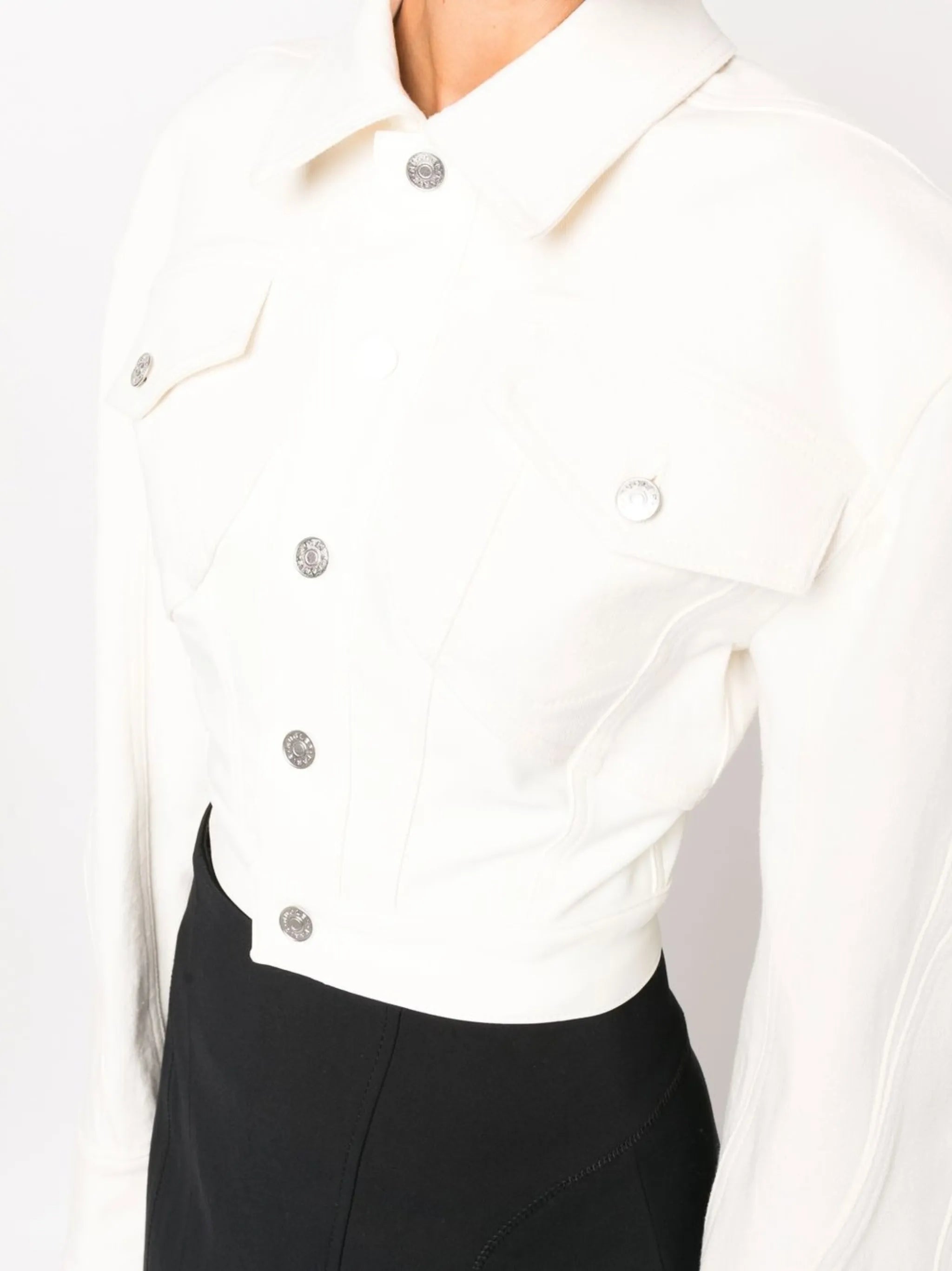 cropped seam-detail denim jacket
