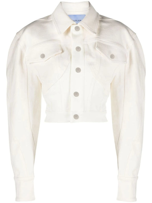 cropped seam-detail denim jacket