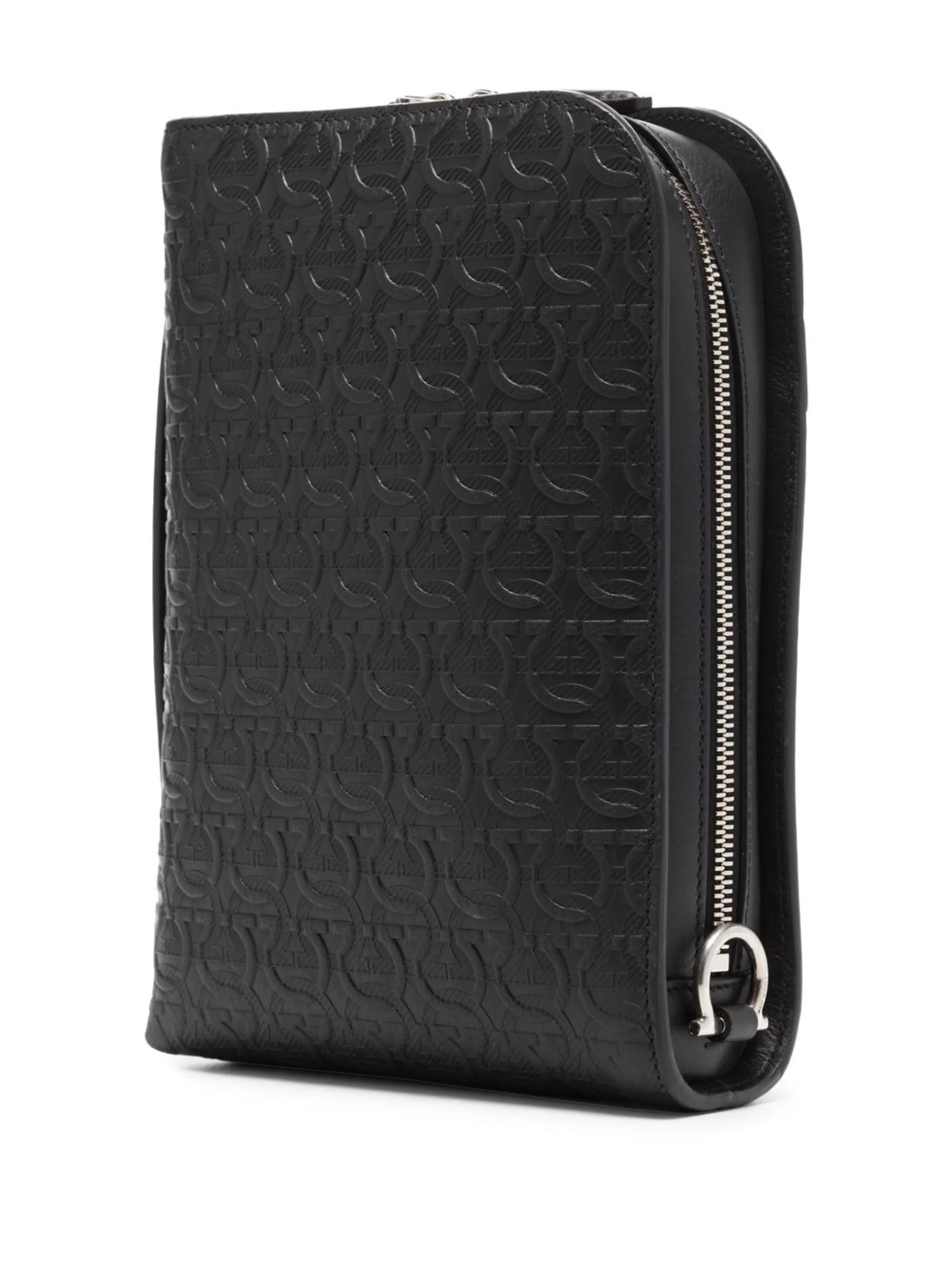 Gancini-embossed messenger bag