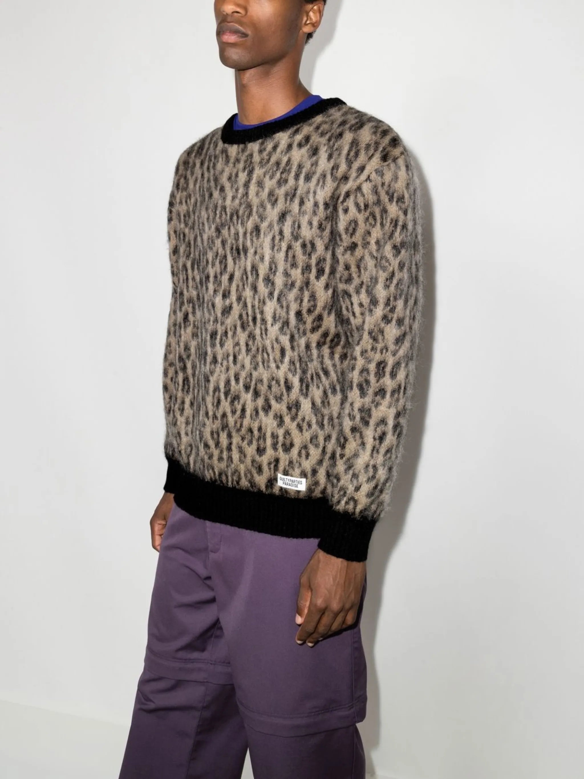 leopard mohair knit jumper