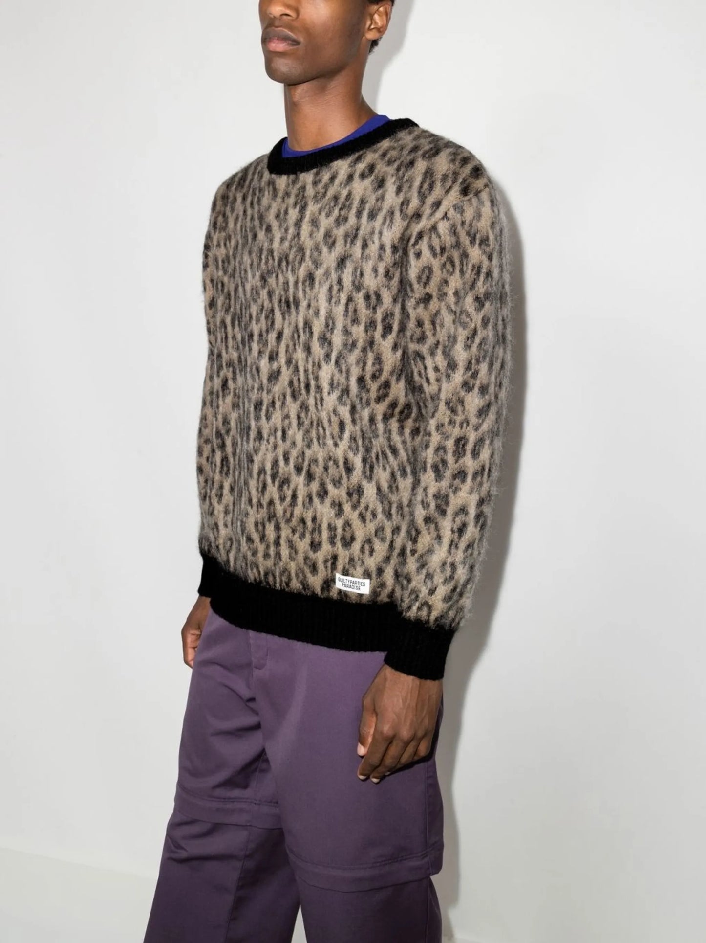 leopard mohair knit jumper