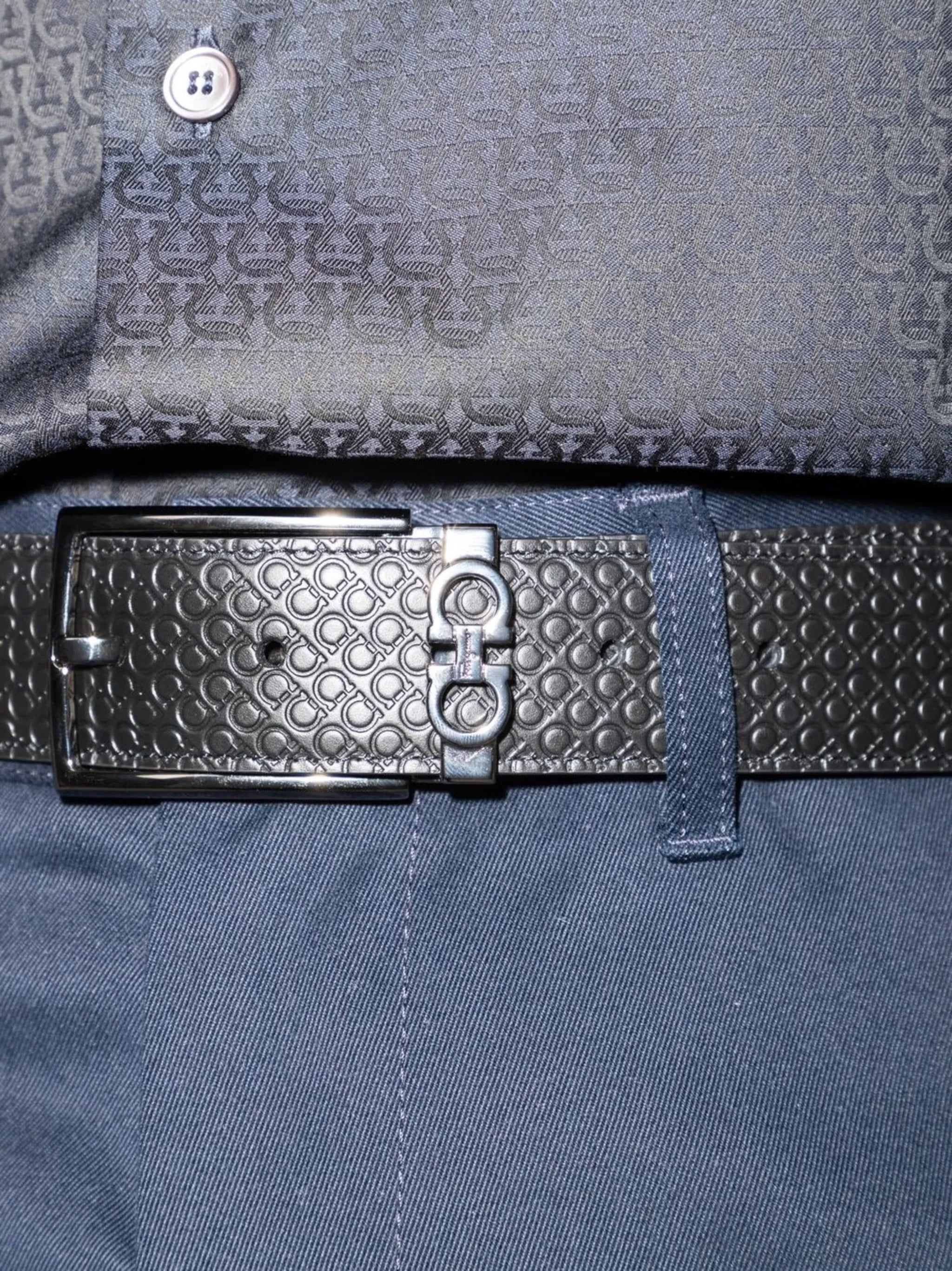 Gancini-motif leather belt