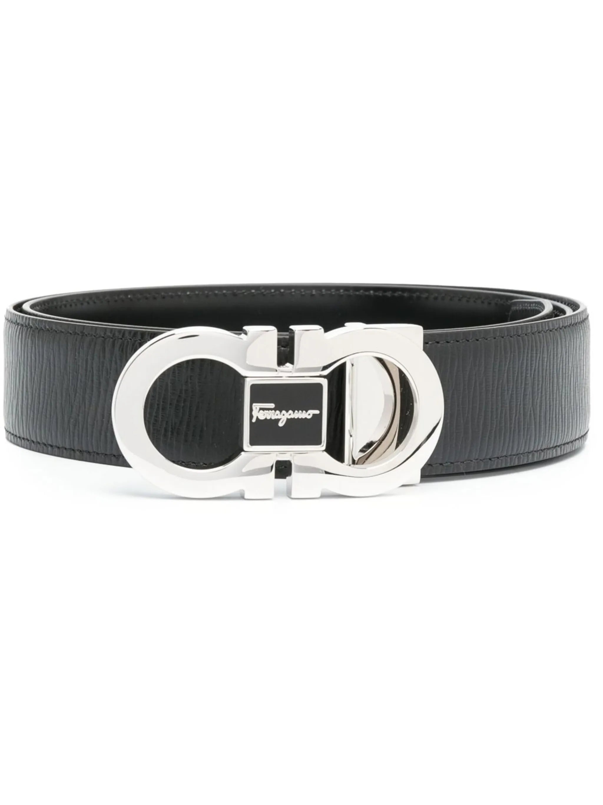 logo-buckle leather belt