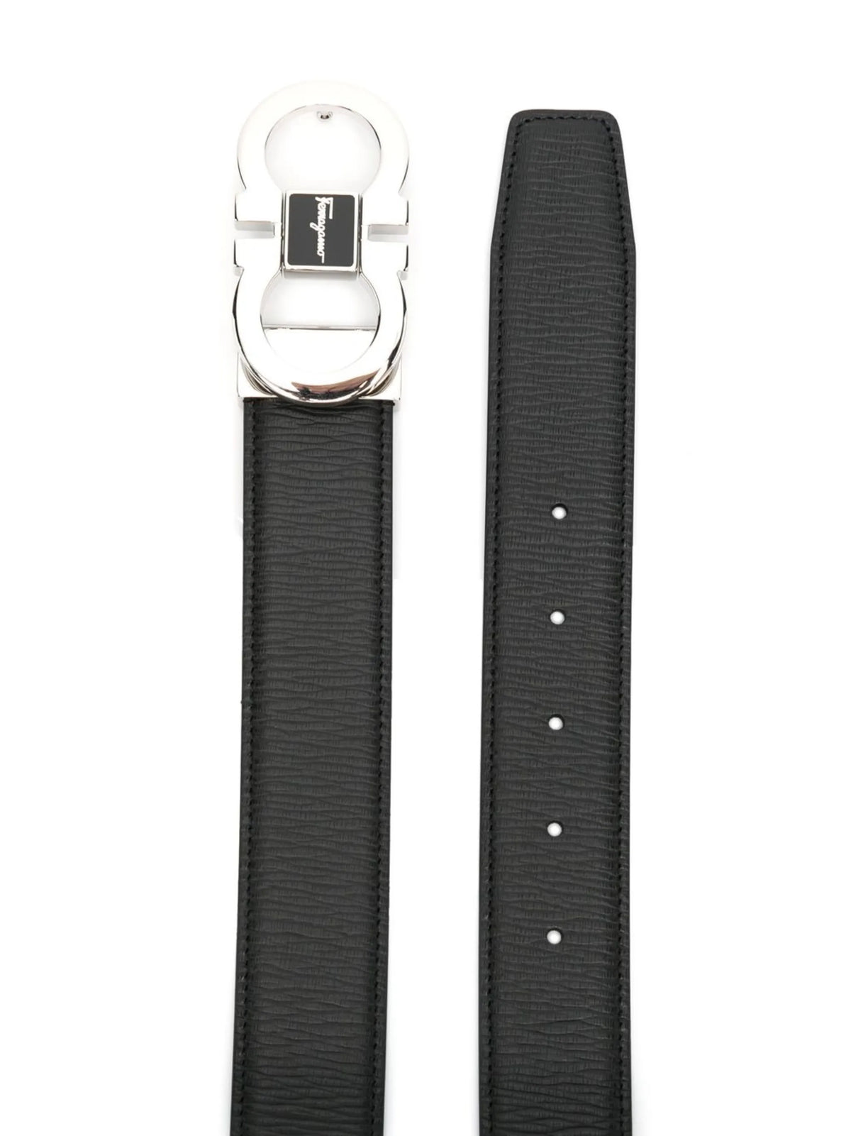 logo-buckle leather belt