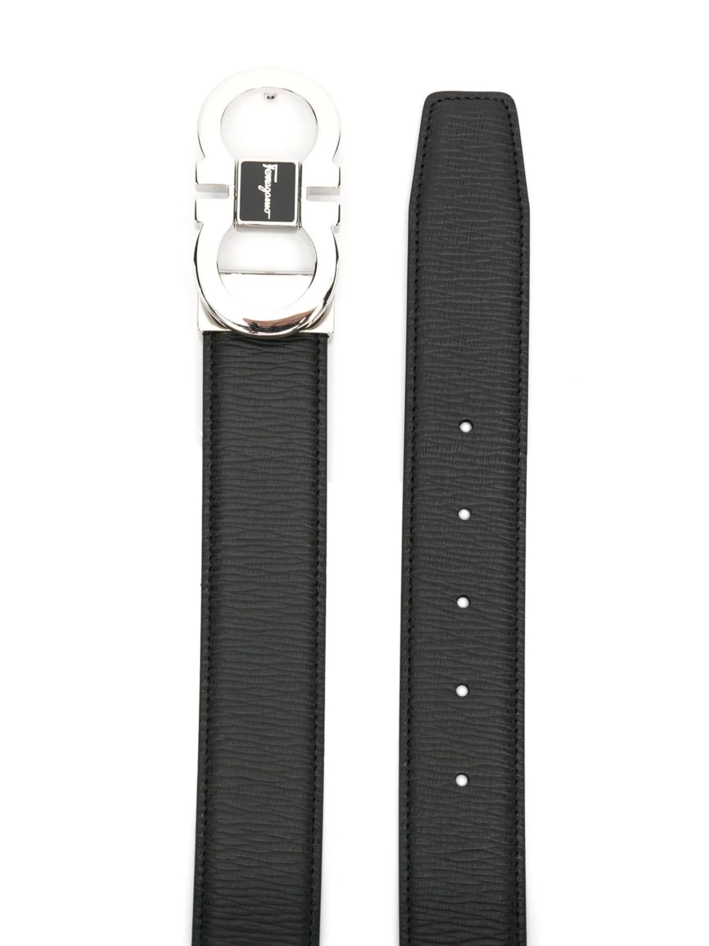 logo-buckle leather belt