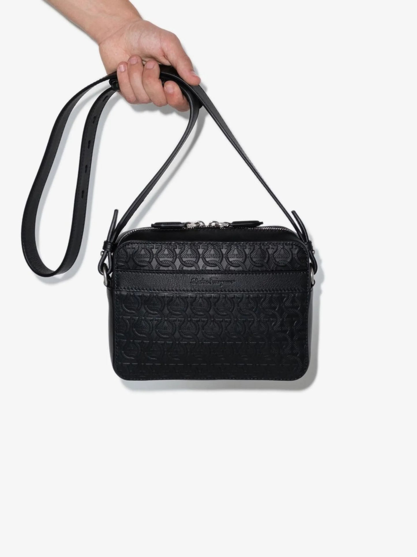 Gancini-embossed shoulder bag