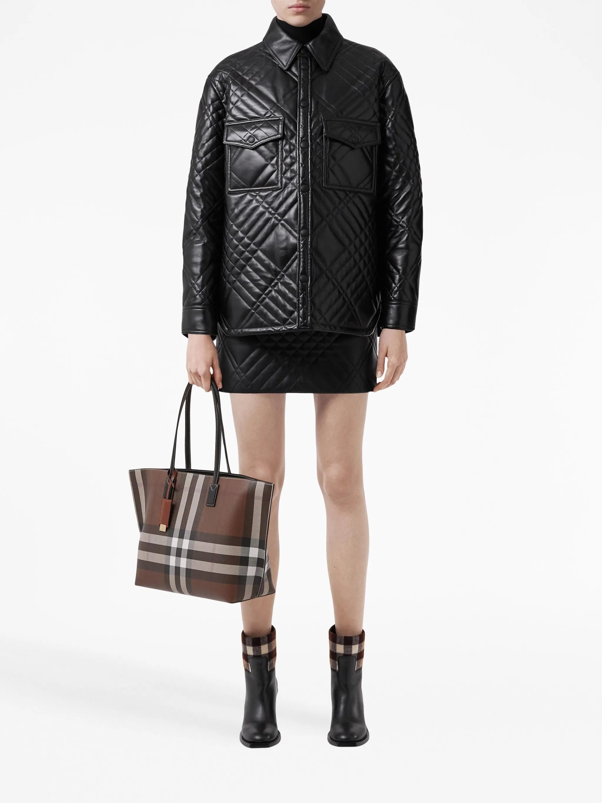 medium check tote bag