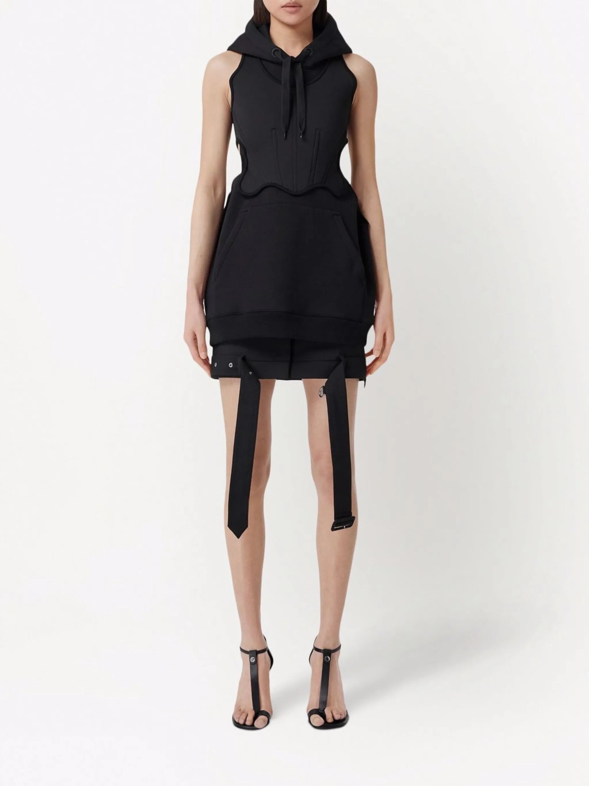 reconstructed high-waisted mini skirt
