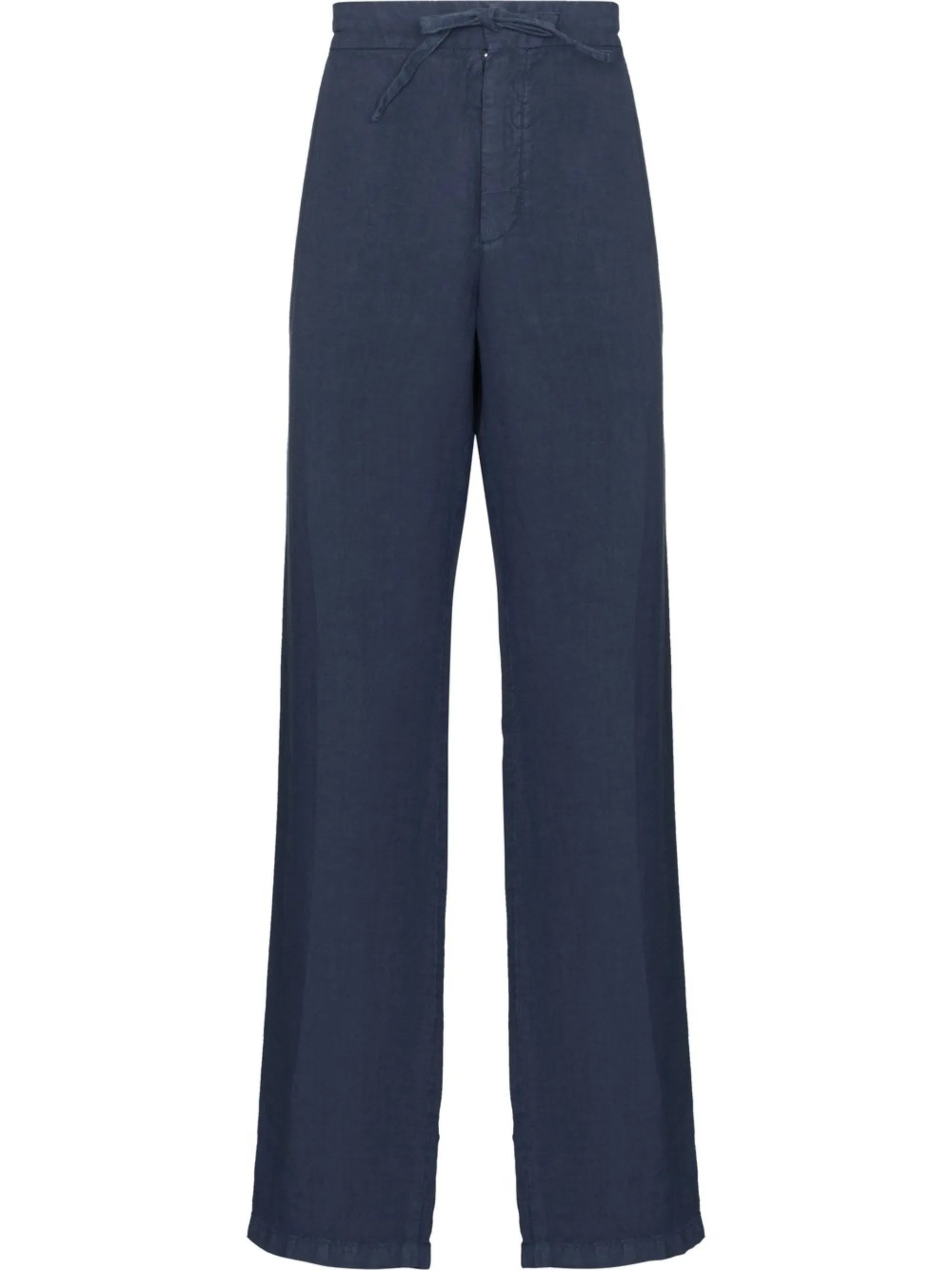drawstring-waist linen trousers