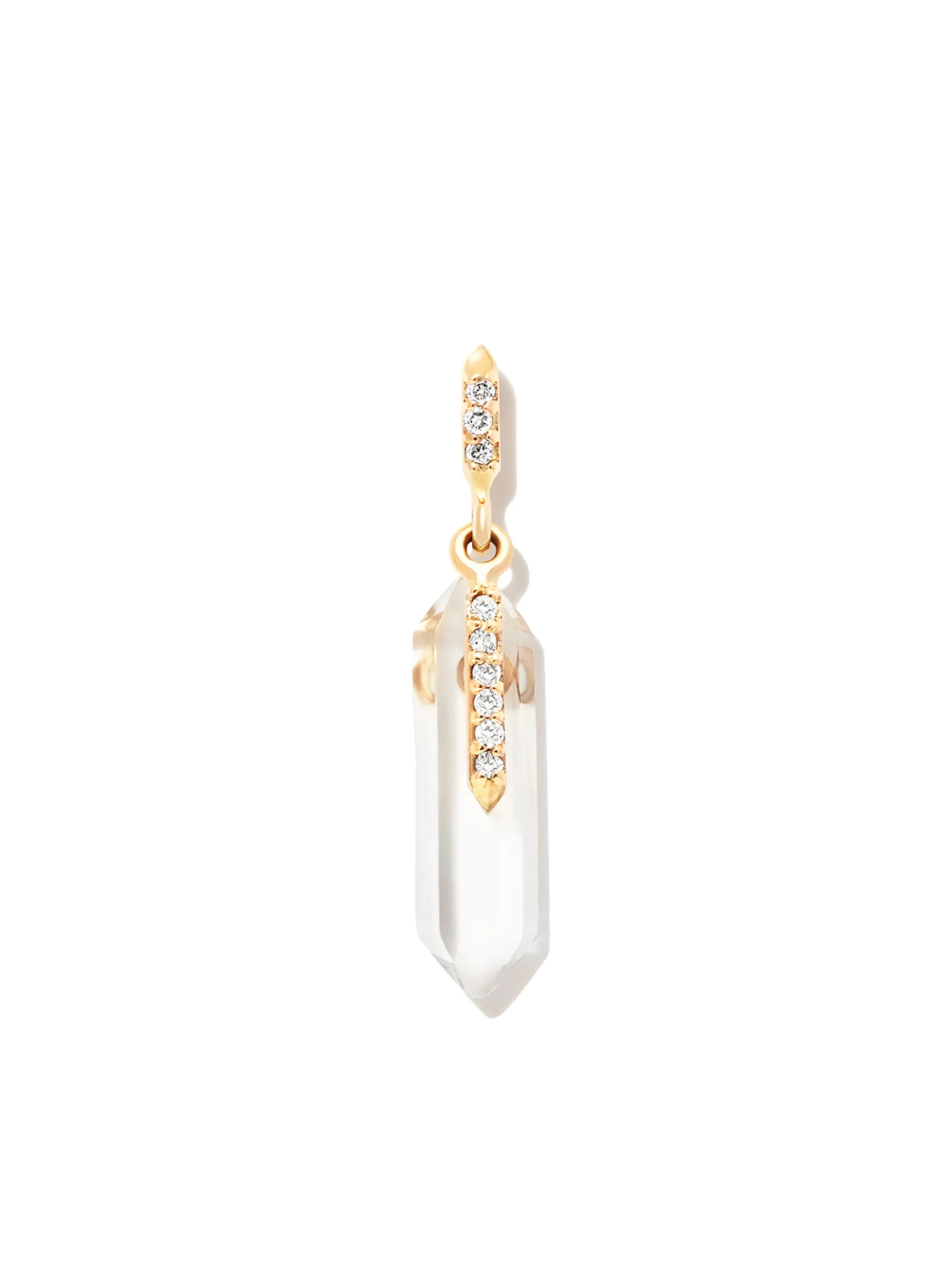 9kt yellow gold Moon diamond and crystal drop earring