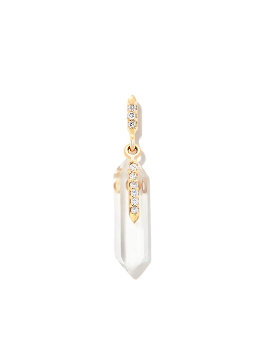 9kt yellow gold Moon diamond and crystal drop earring