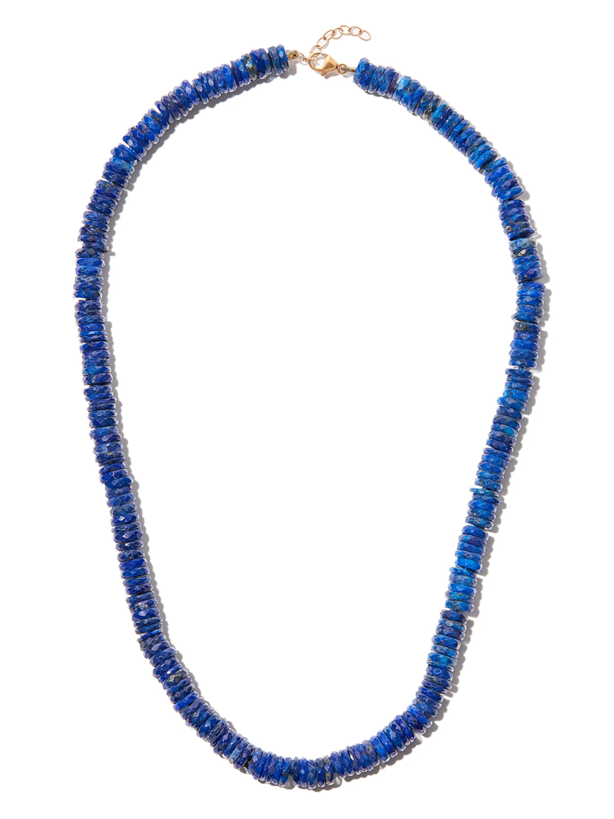 14kt yellow gold lapis lazuli beaded necklace