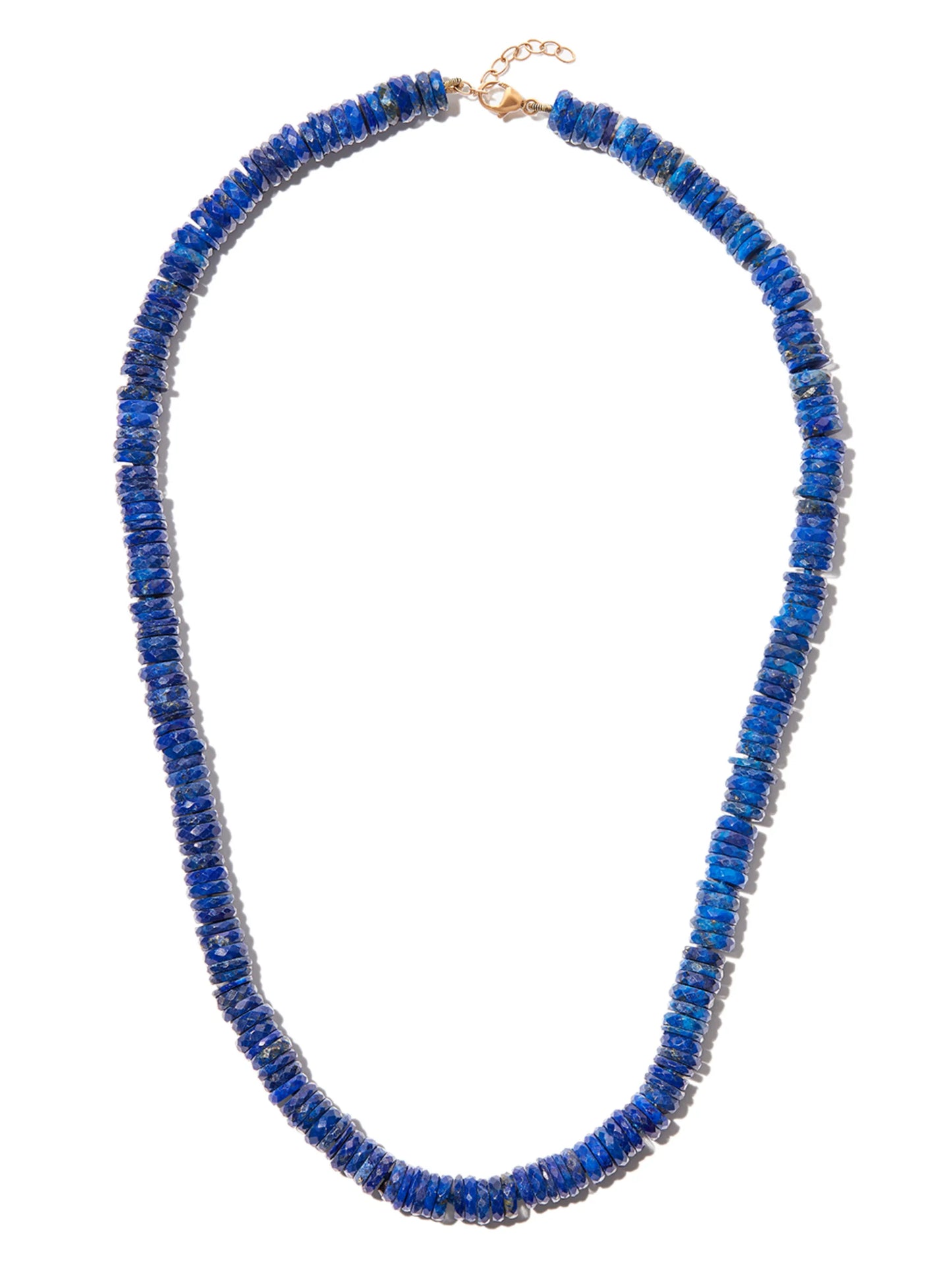 14kt yellow gold lapis lazuli beaded necklace