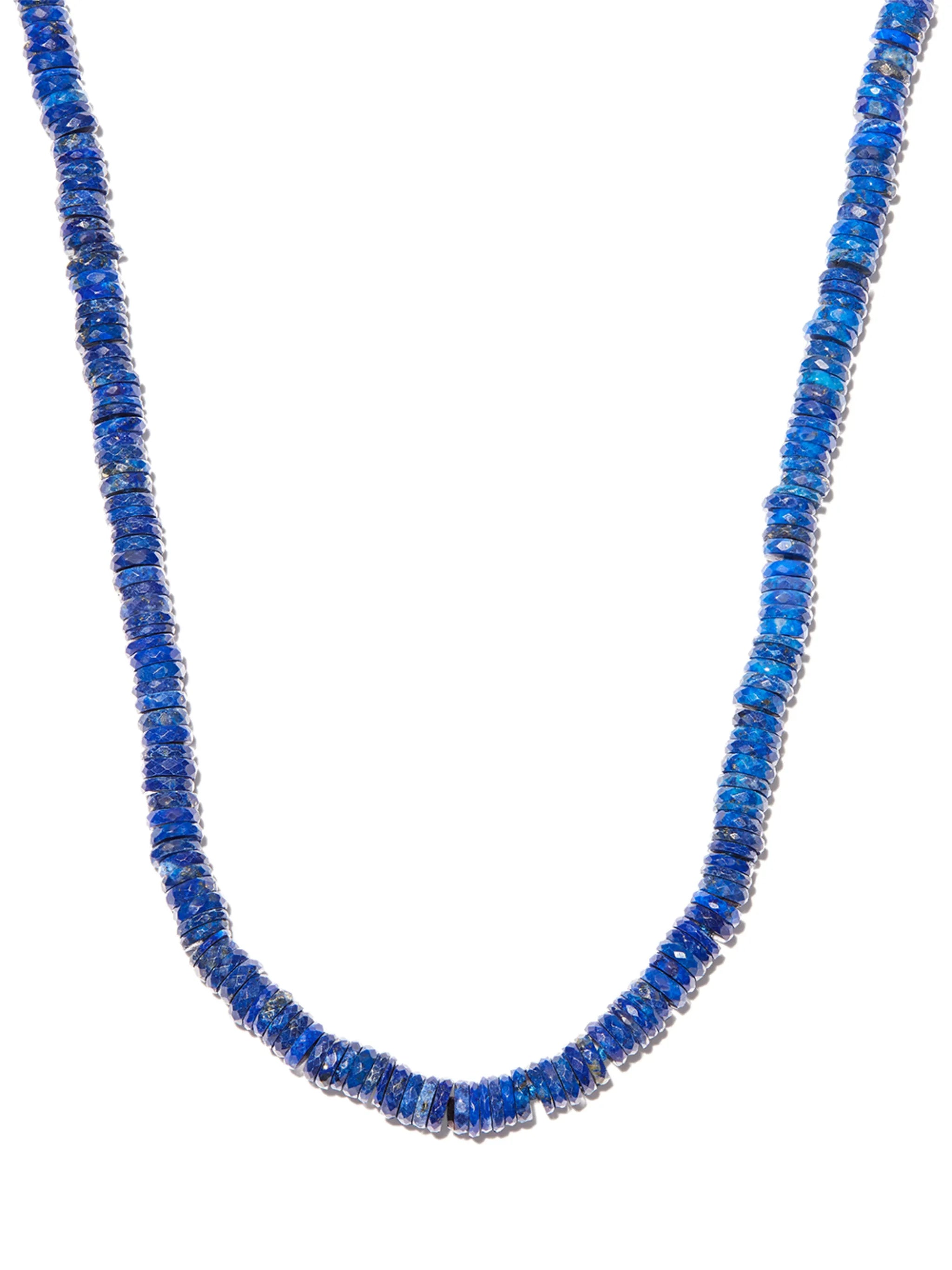 14kt yellow gold lapis lazuli beaded necklace