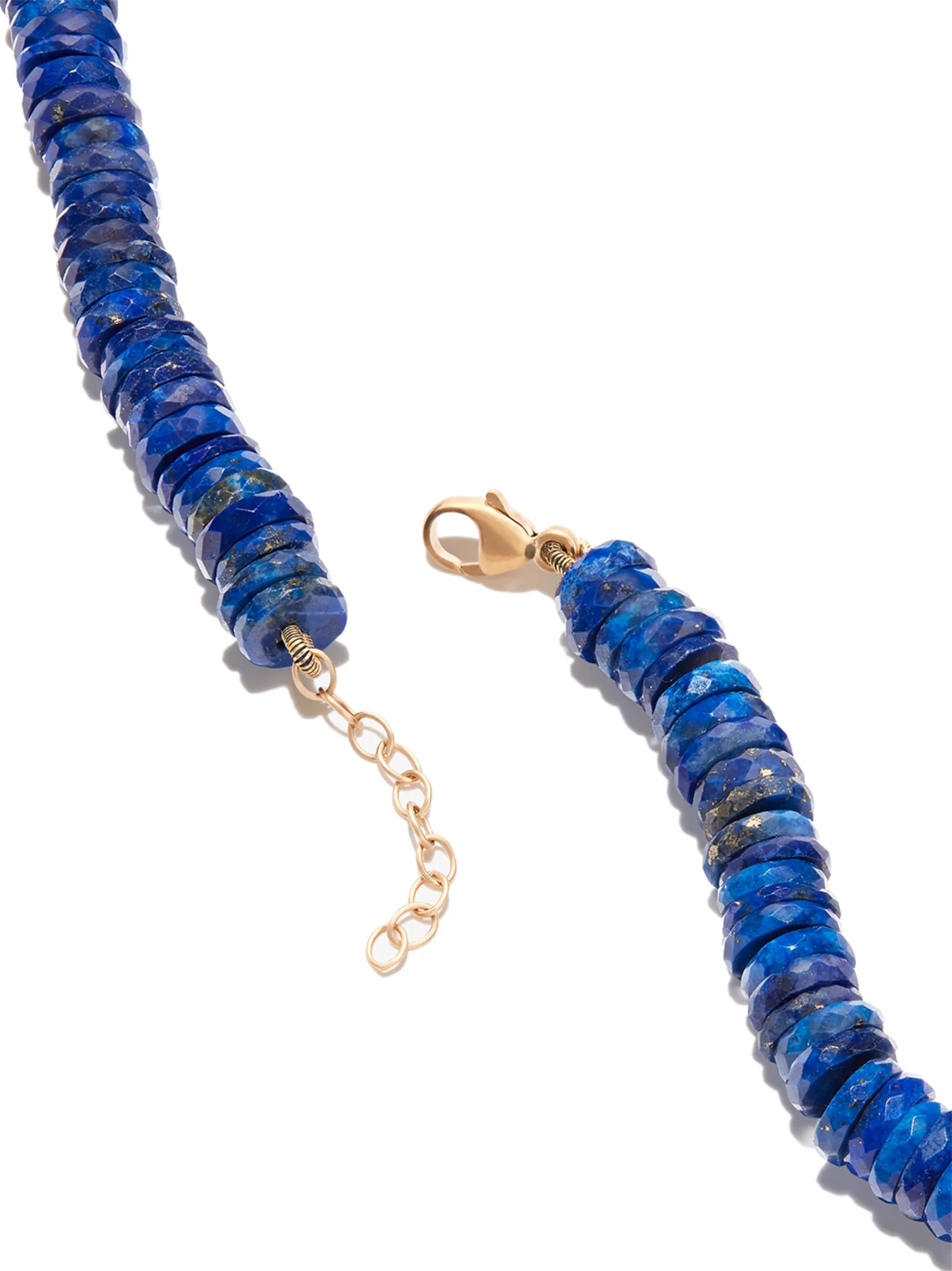 14kt yellow gold lapis lazuli beaded necklace