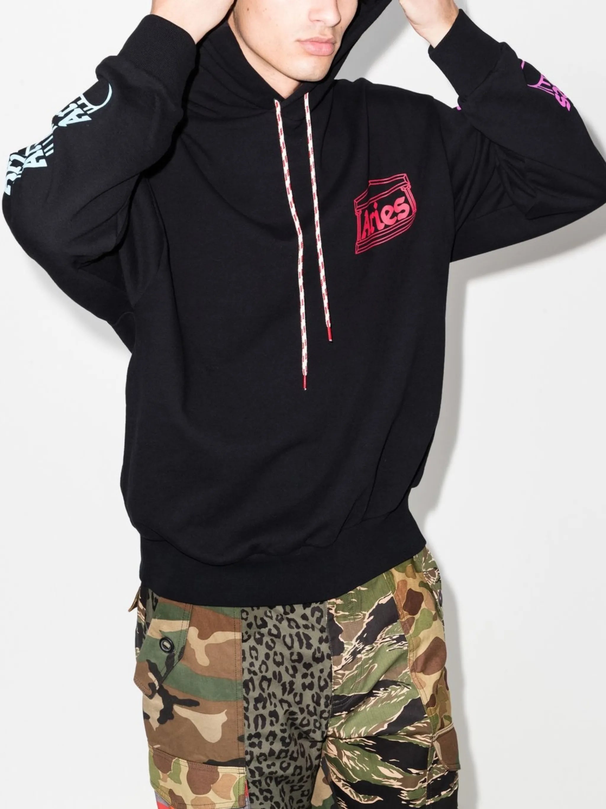 logo-print drawstring hoodie