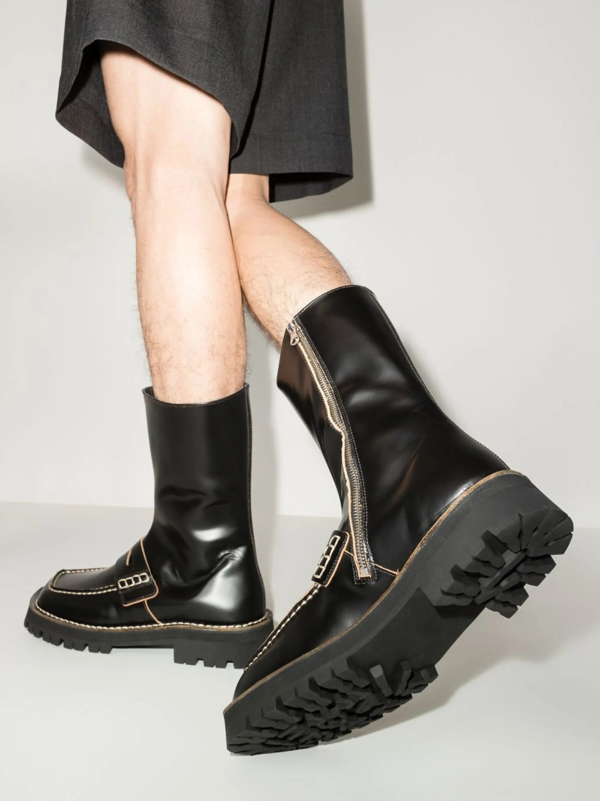 chunky zip-up boots