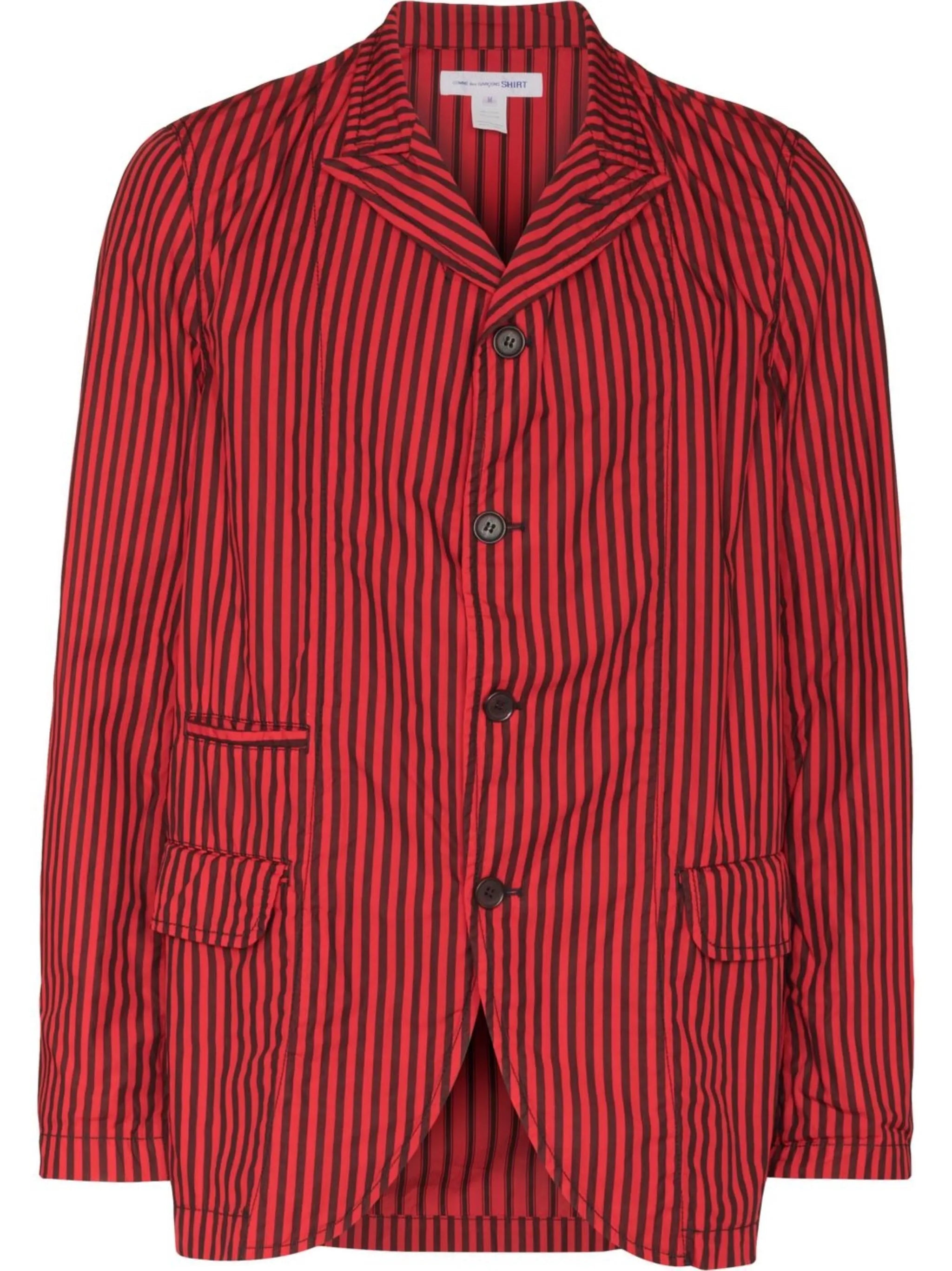 striped single-breasted blazer