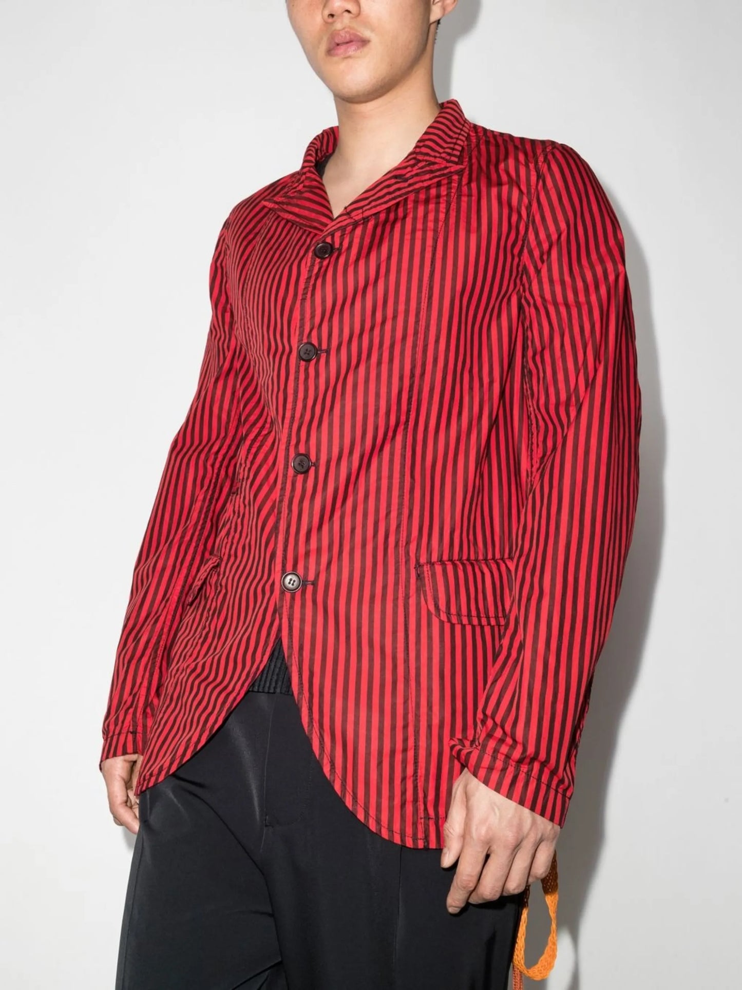 striped single-breasted blazer