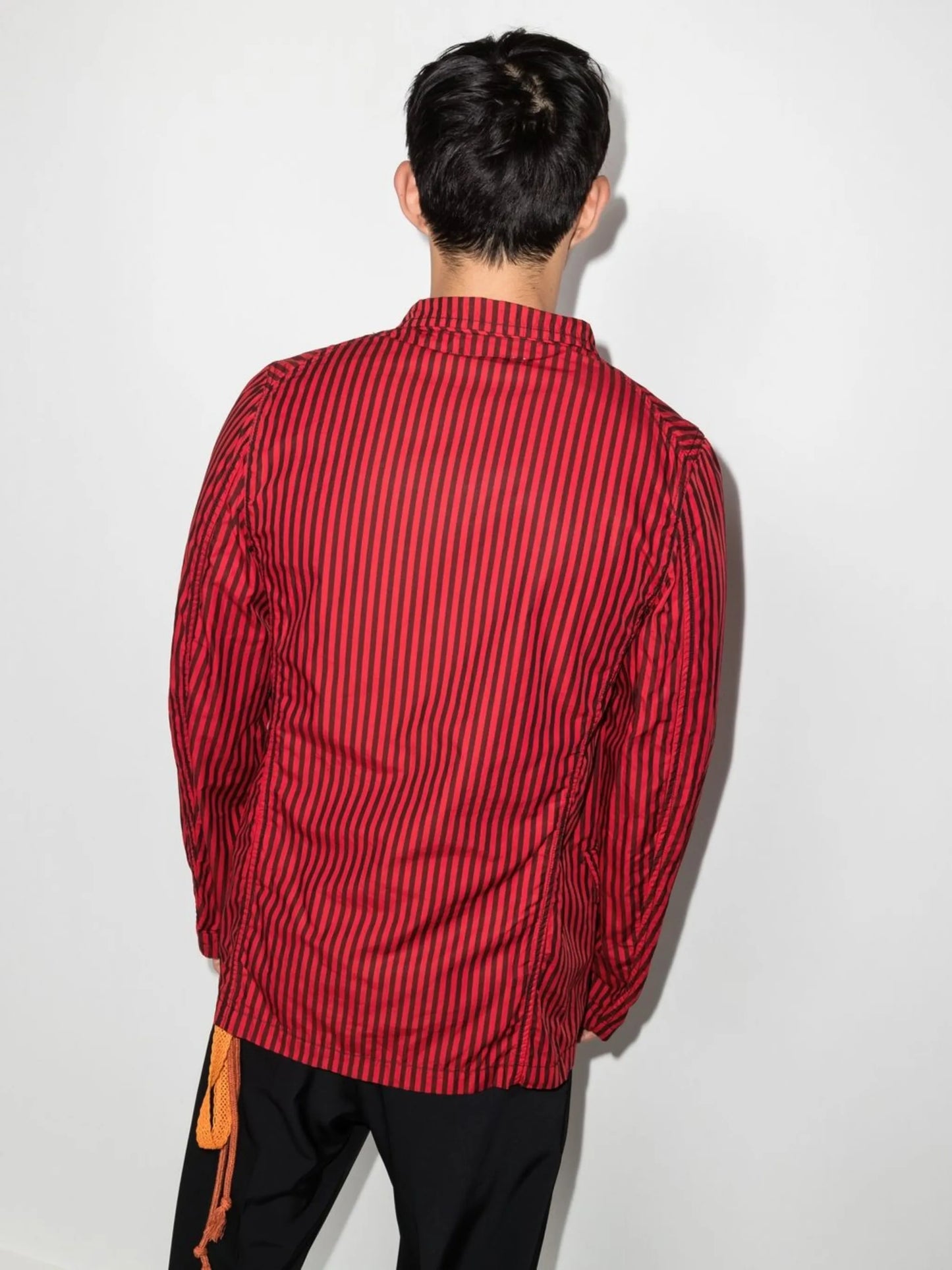 striped single-breasted blazer
